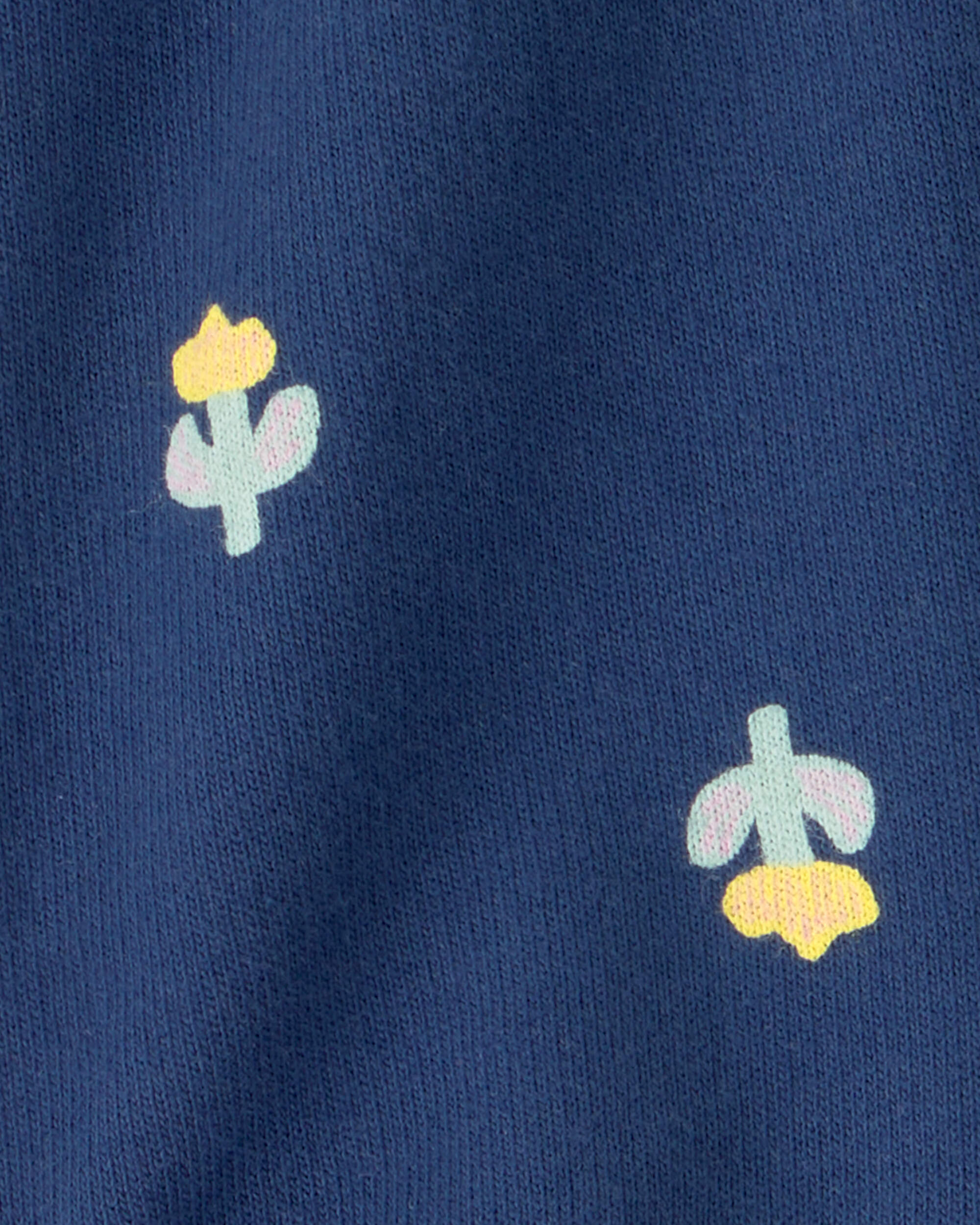 Baby Girl Floral French Terry Shorts - Blue