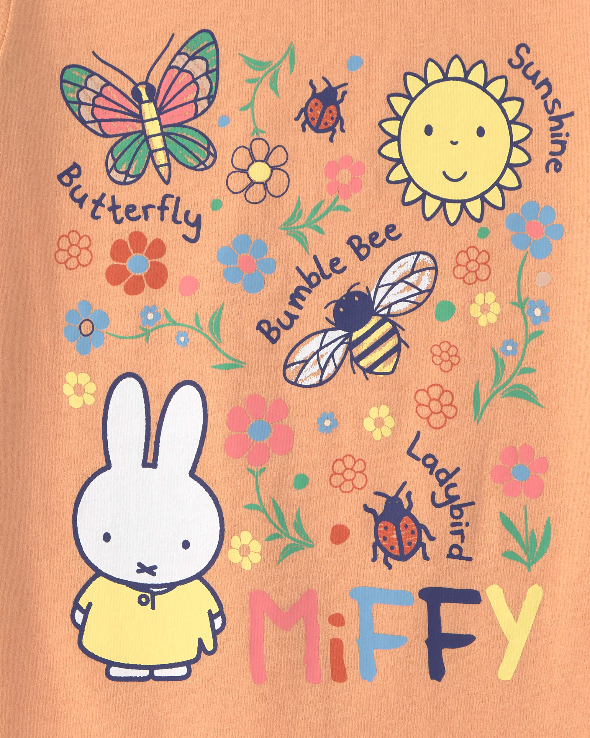 Girls 'MiFFY' Butterfly Floral Graphic Tee - Orange