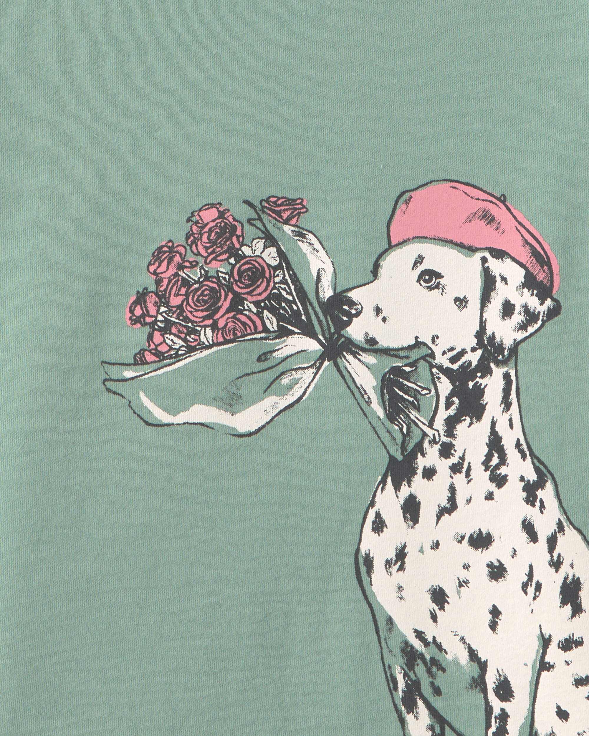 Girls Parisian Dog Long-Sleeve Graphic Tee - Green