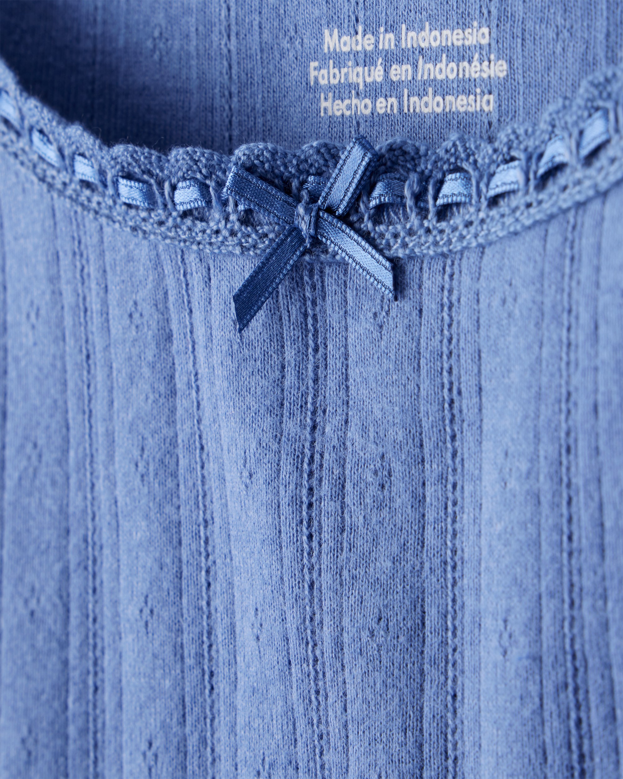 Girls Pointelle Long-Sleeve Top - Blue