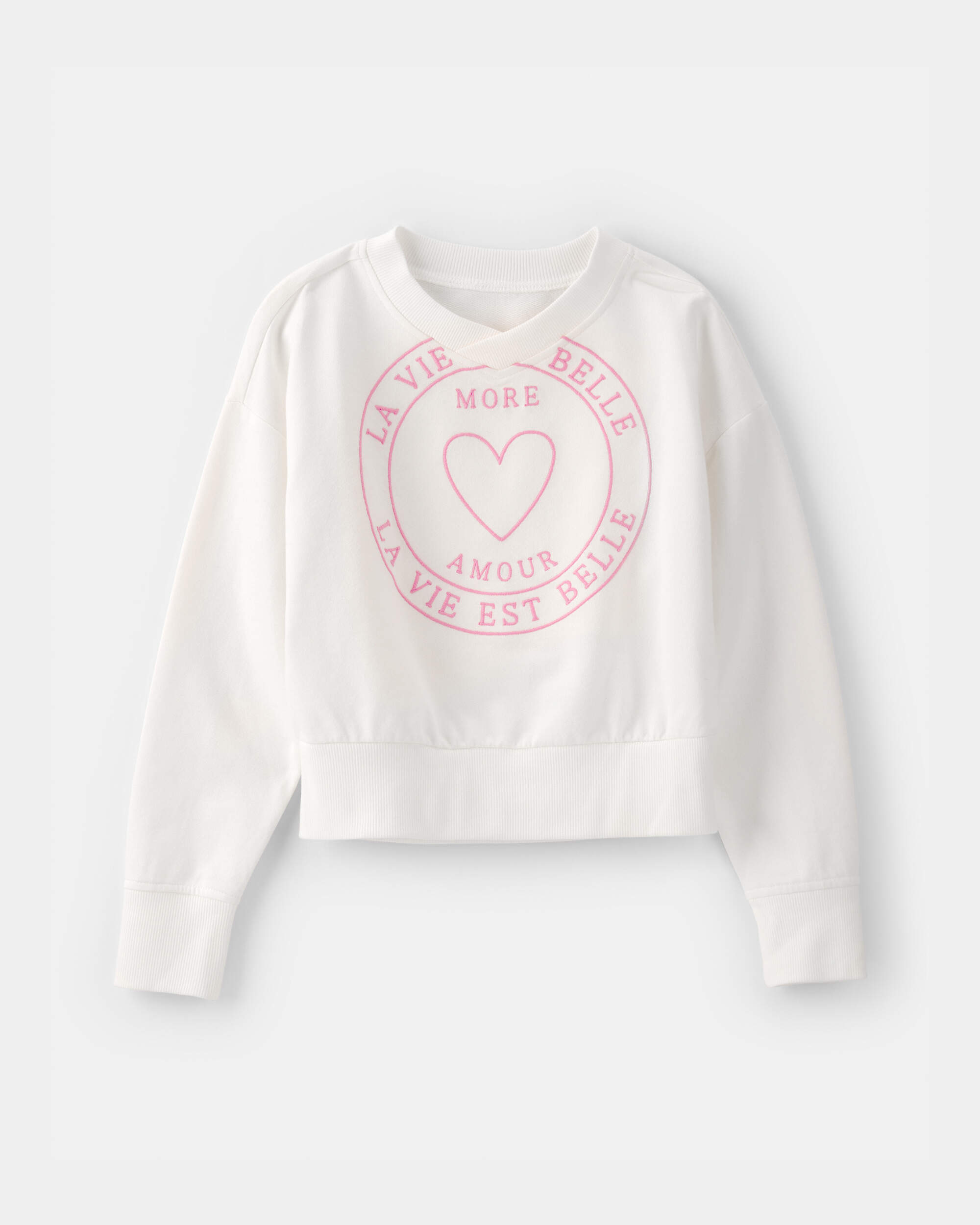 Girls 'More Amour' French Terry Pullover Sweatshirt - Ivory