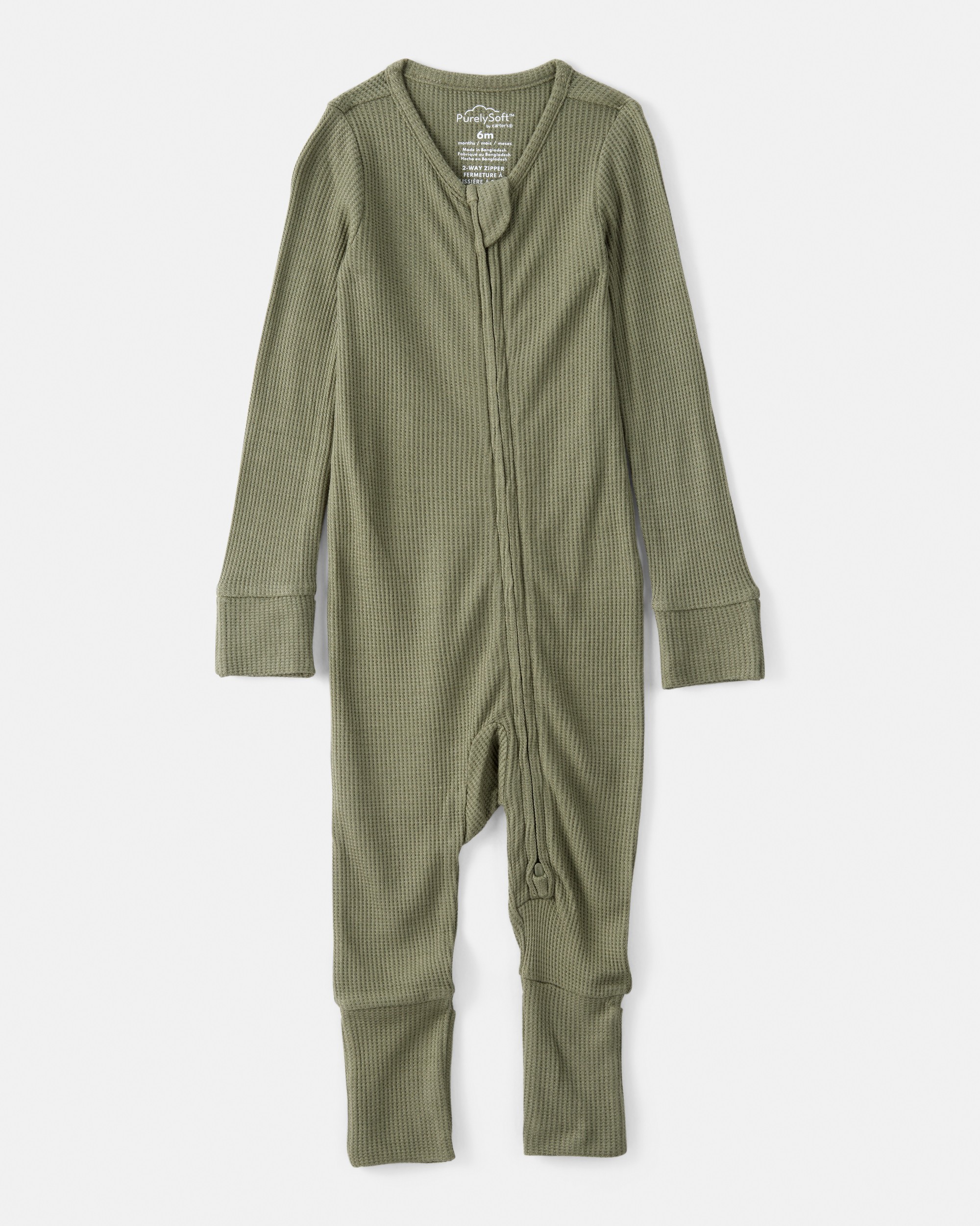Baby Boy Solid 2-Way Zip PurelySoft Sleeper - Green