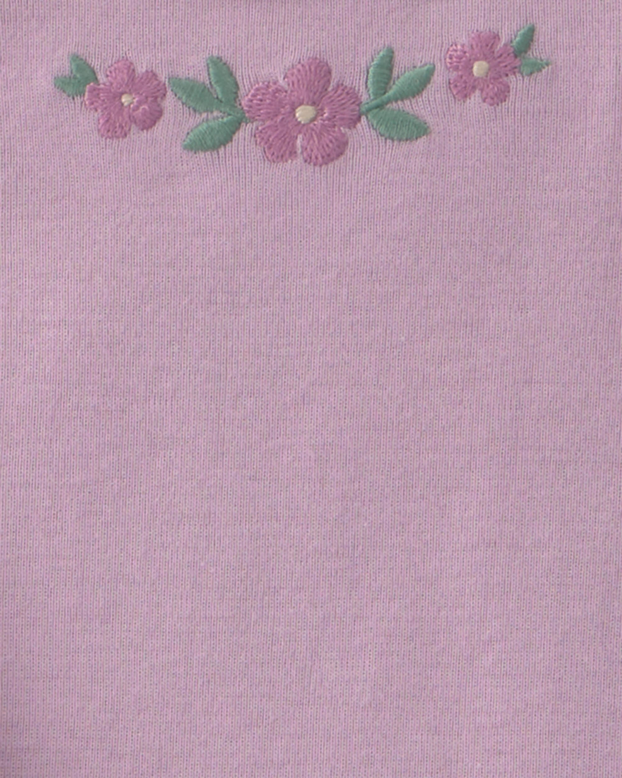 Baby Girl 3-Piece Flowers Short-Sleeve Layering Set - Purple/Ivory