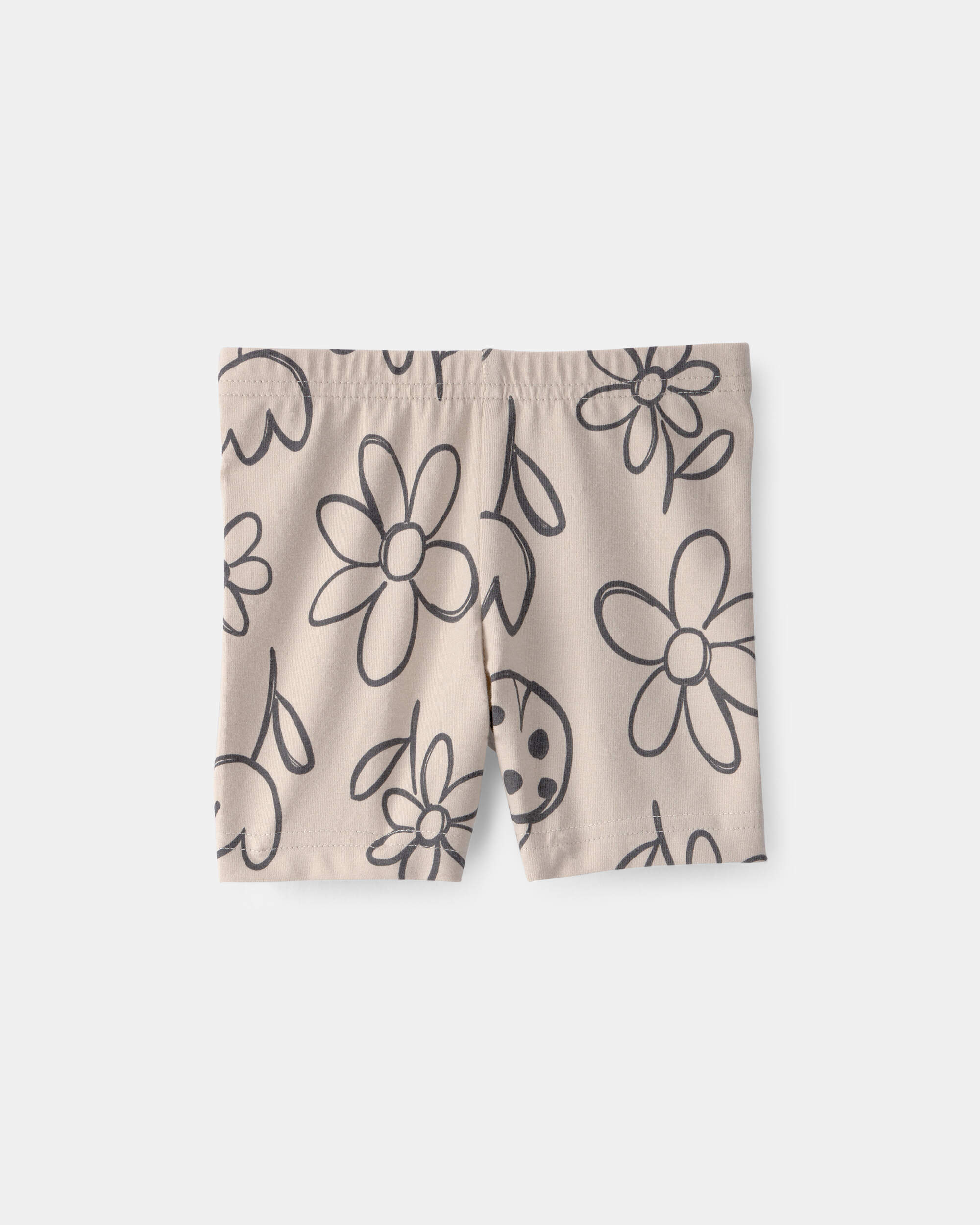 Baby Girl Floral Ladybug Bike Shorts - Brown