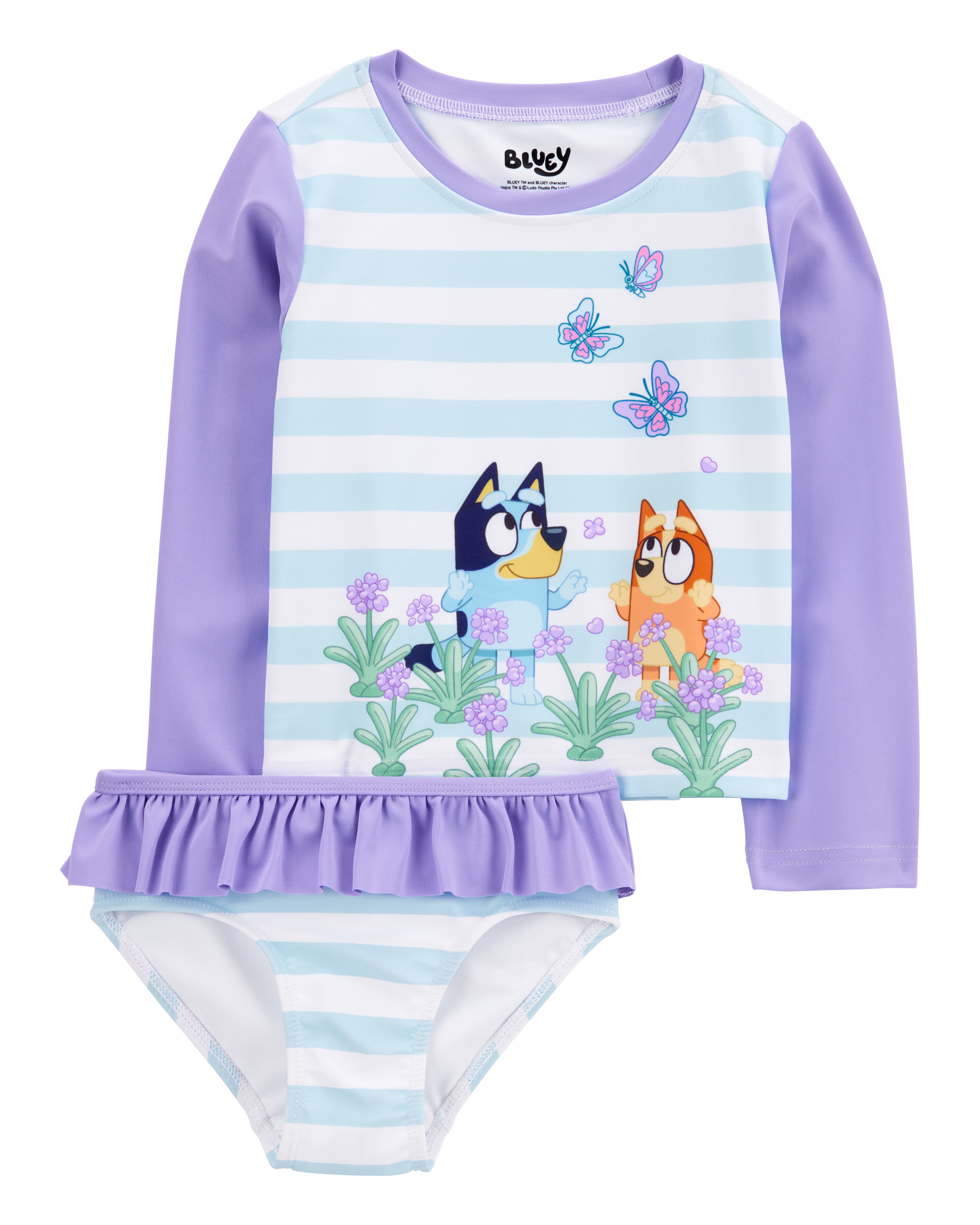Toddler Bluey™ 2-Piece Rashguard Swimsuit Set - Blue/Purple