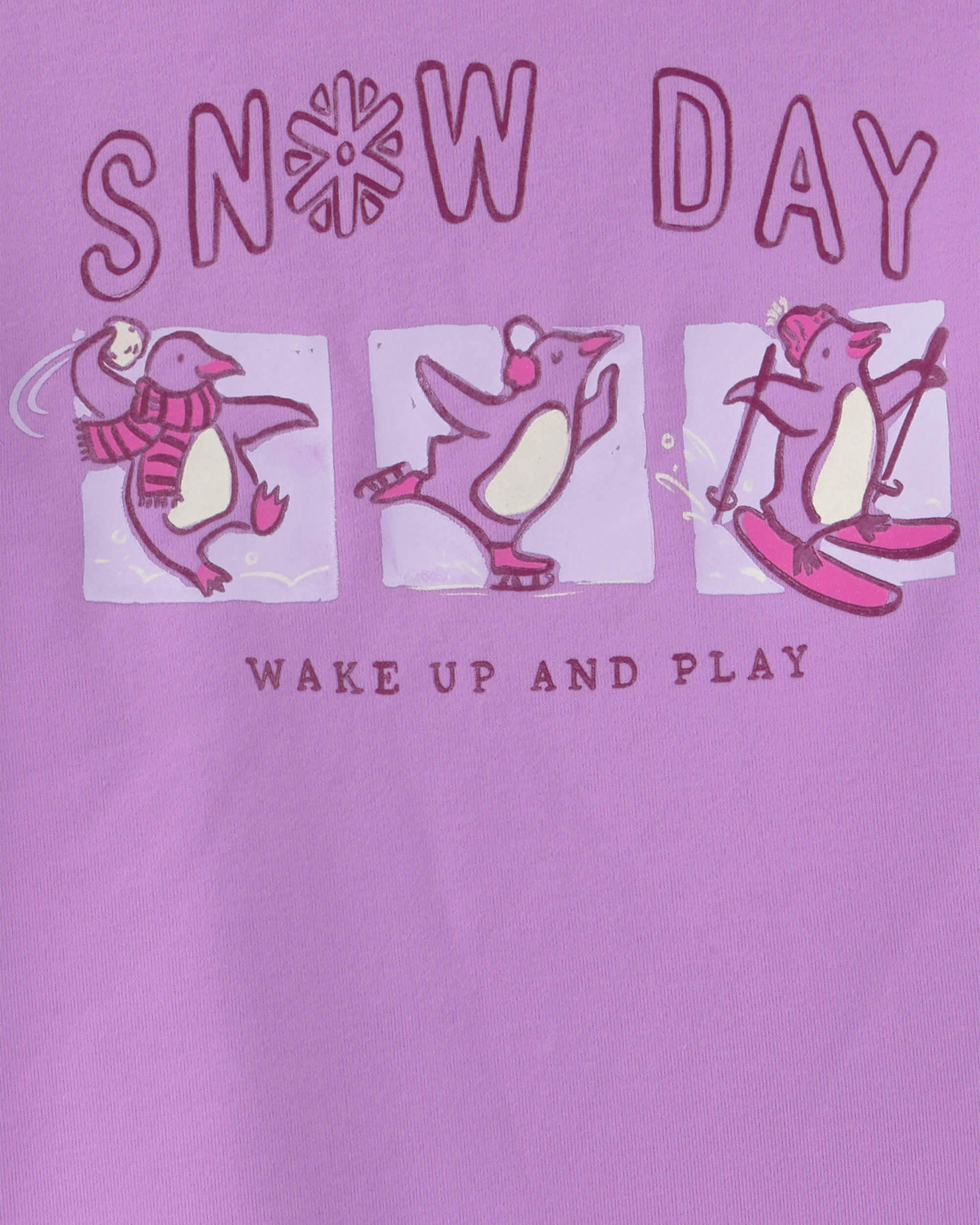 Girls 2-Piece 'Snow Day' Plaid Fleece Loose Fit Pyjama Set - Purple