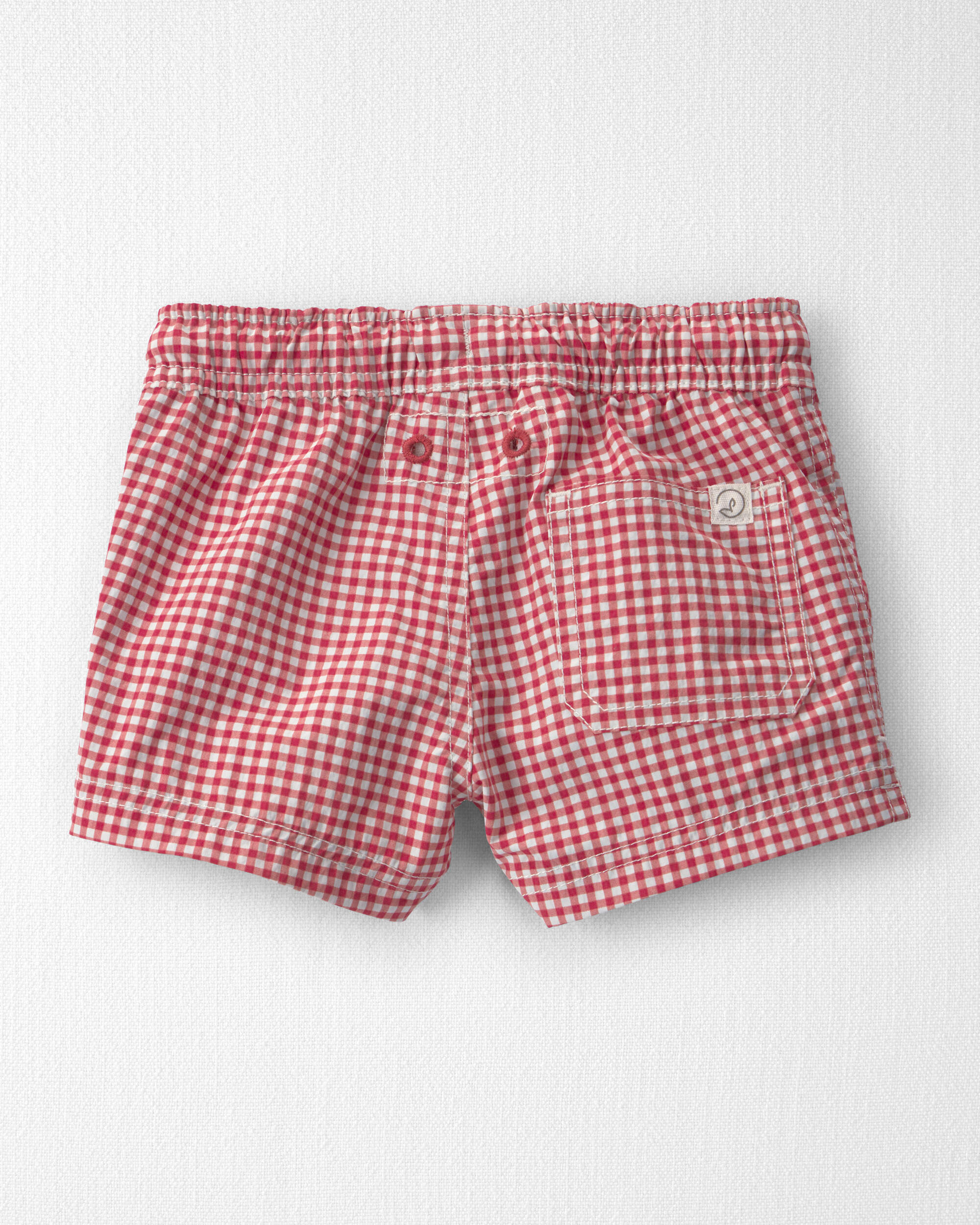 Baby Boy Recycled Swim Trunks Red Gingham