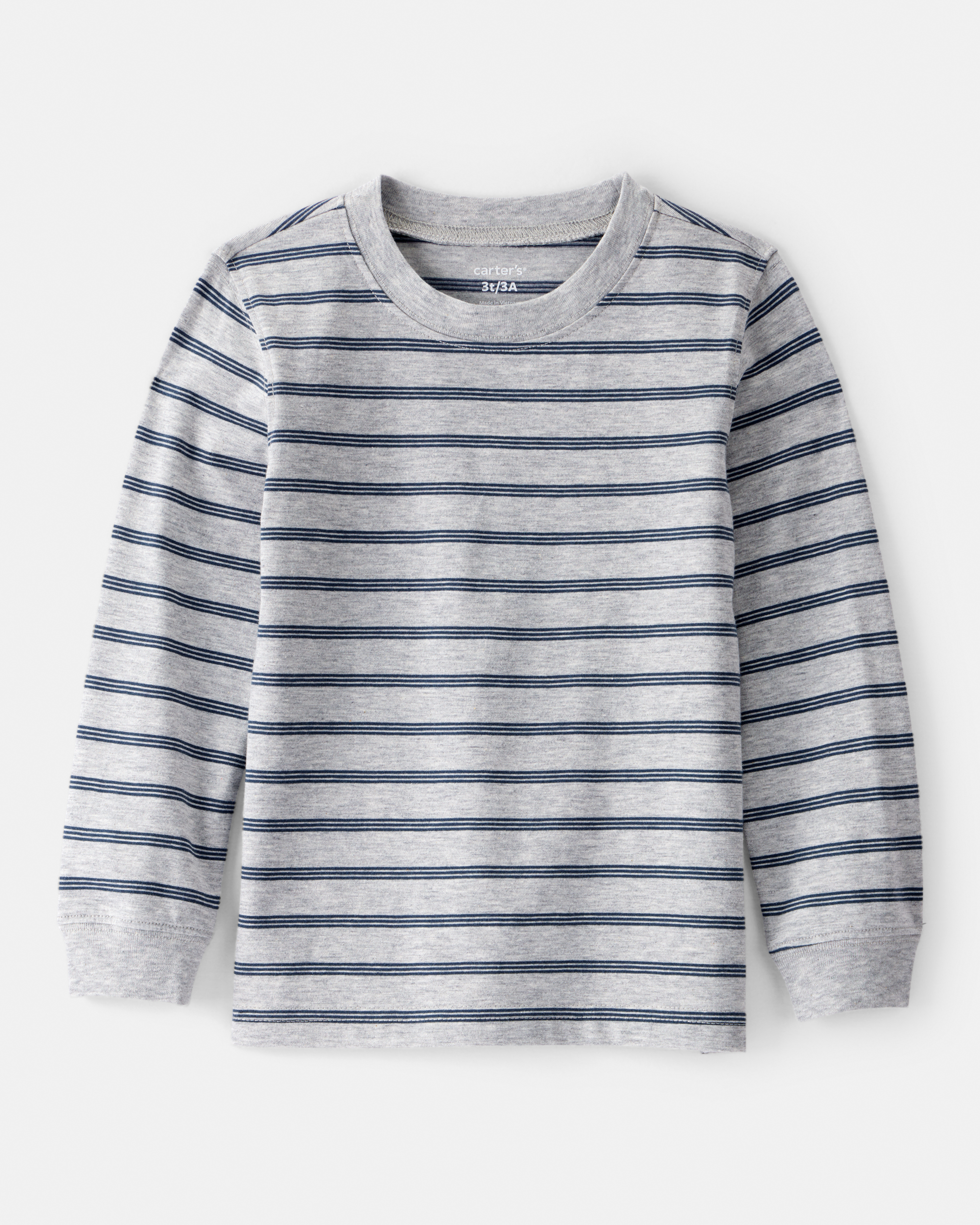 Toddler Boy Striped Long-Sleeve Tee - Grey