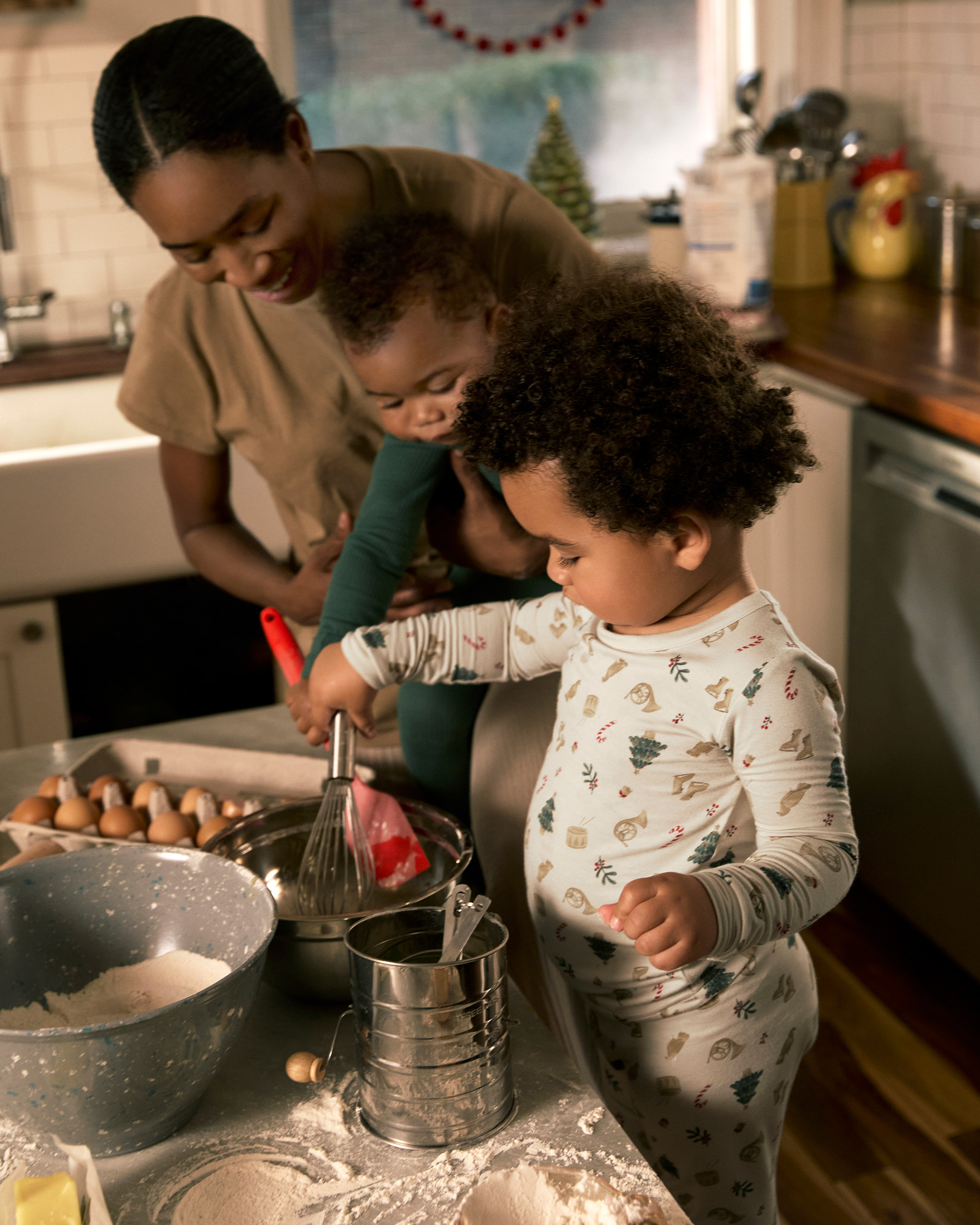 Toddler Festive Holiday PurelySoft Snug Fit 2-Piece Pyjamas - Cream