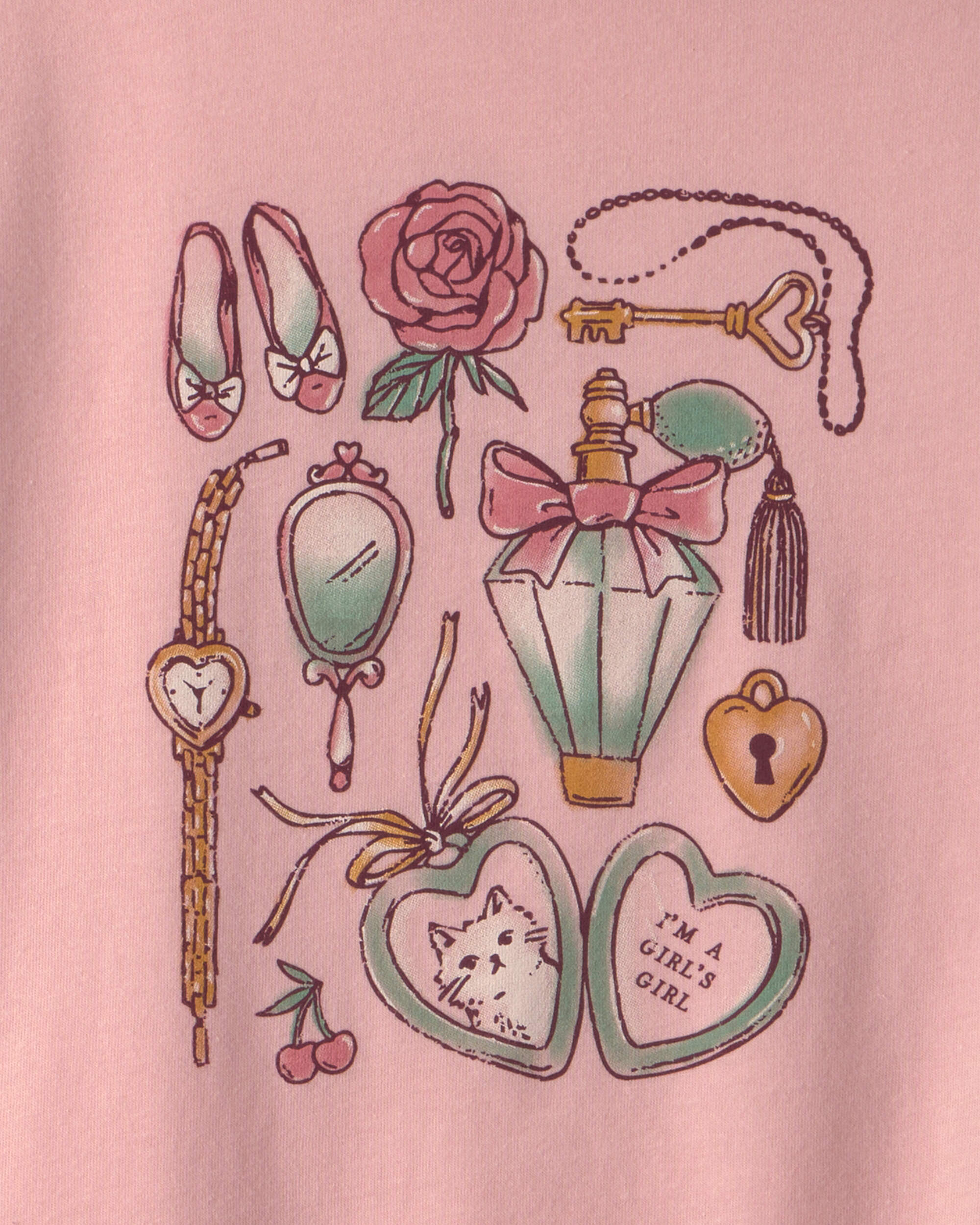 Girls Girly Icons Long-Sleeve Graphic Tee - Pink