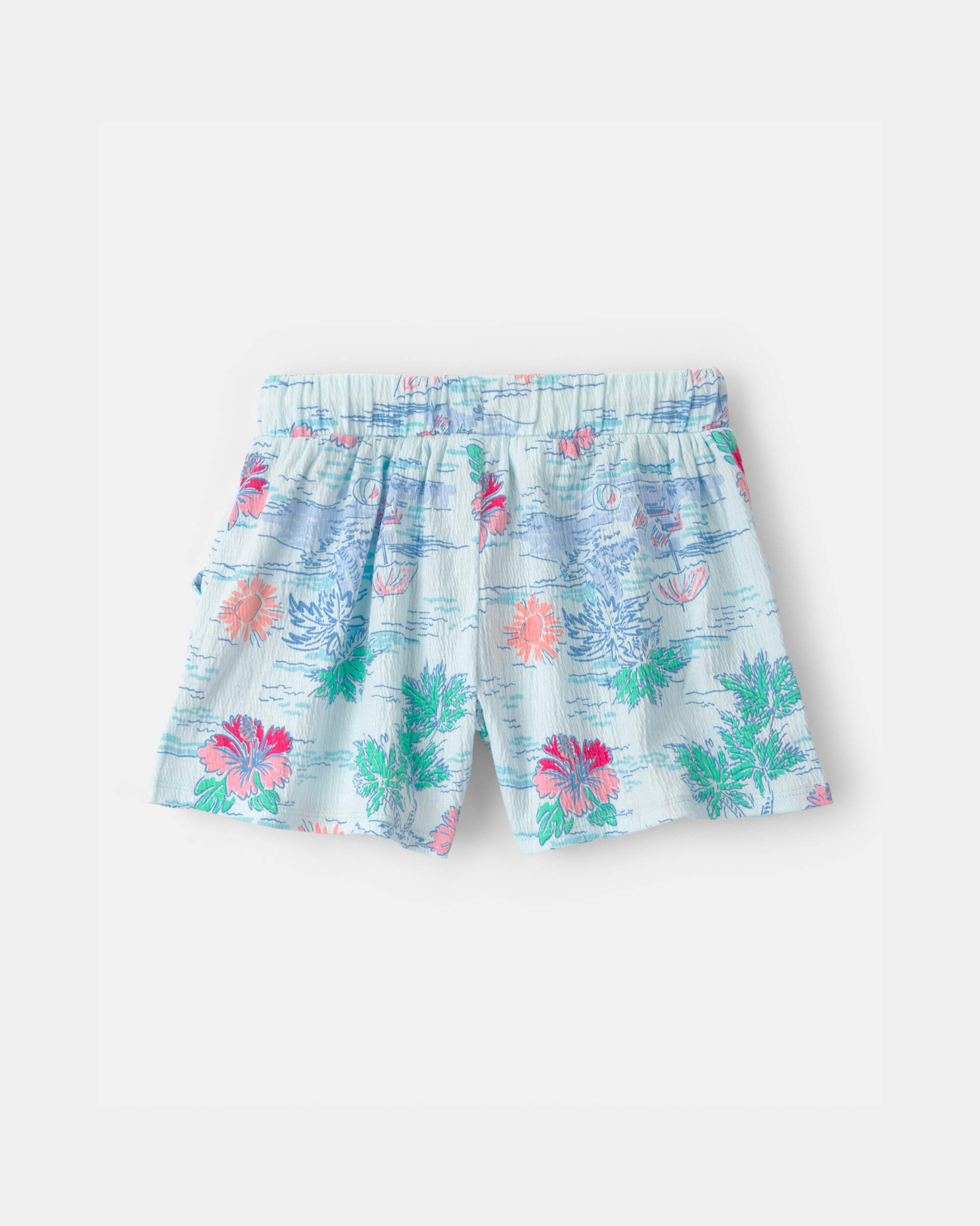 Girls Palm Floral Gauze Shorts - Blue