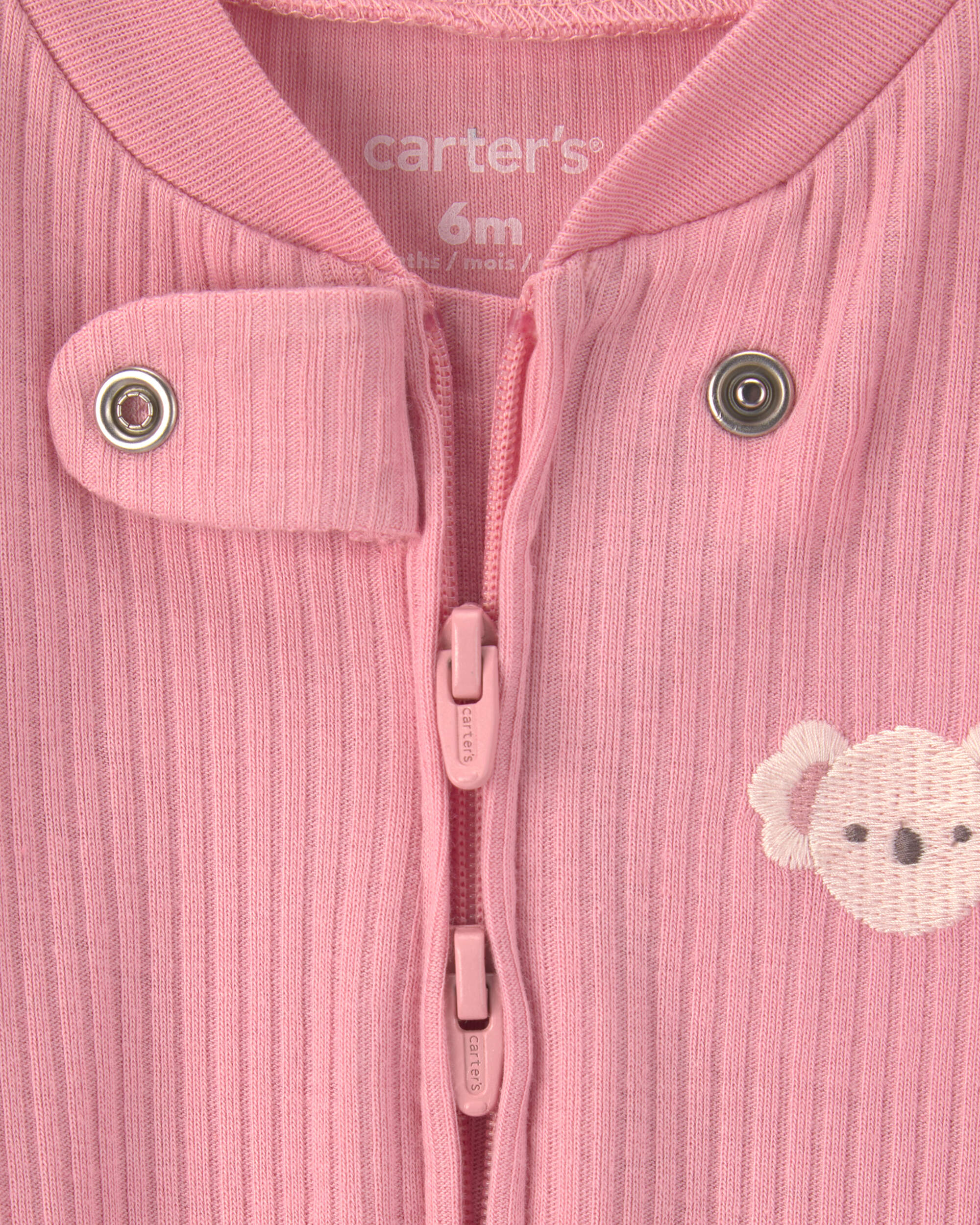 Baby Girl Koala 2-Way Zip Snug Fit Sleeper - Pink