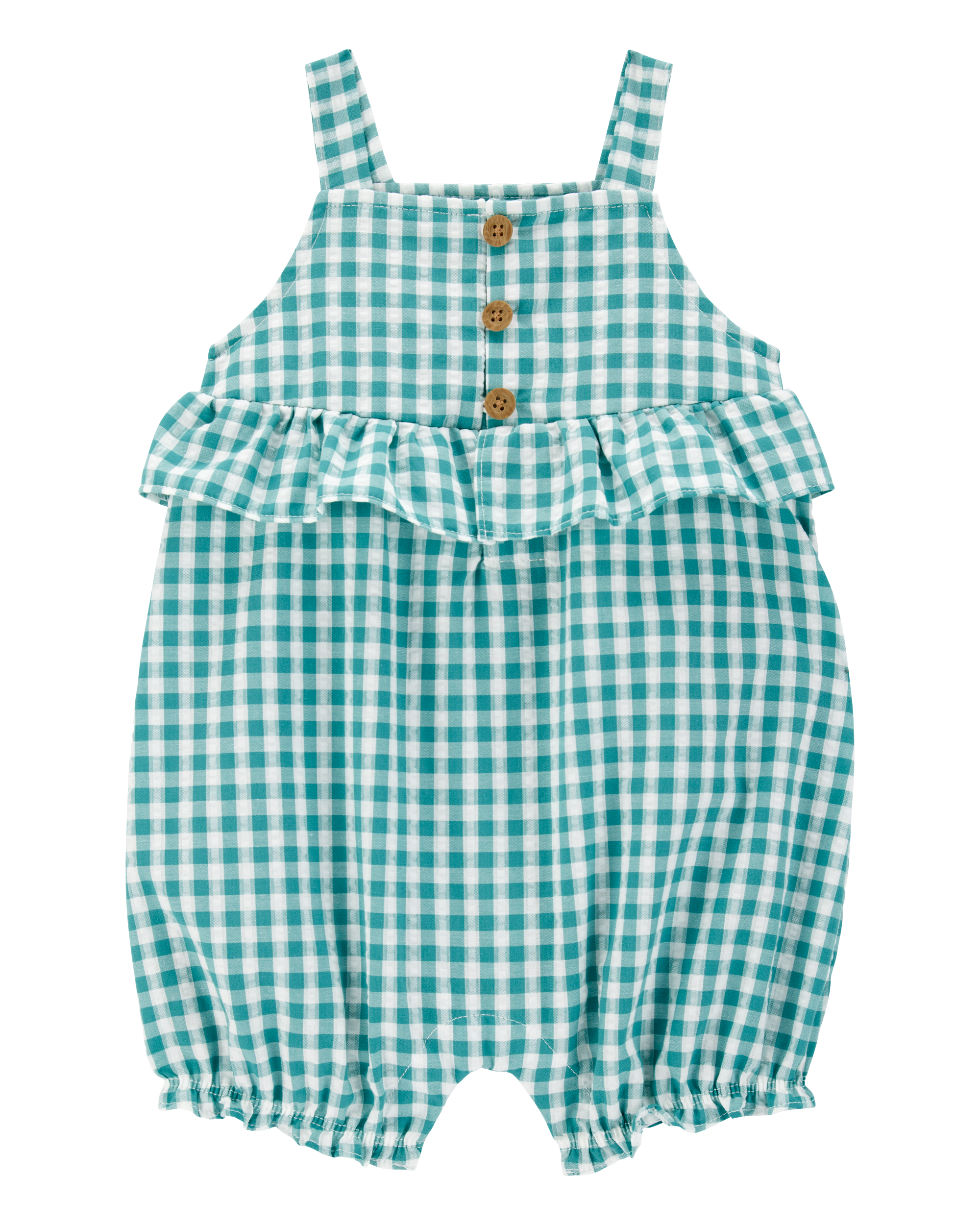 Baby Gingham Tank Romper - Green