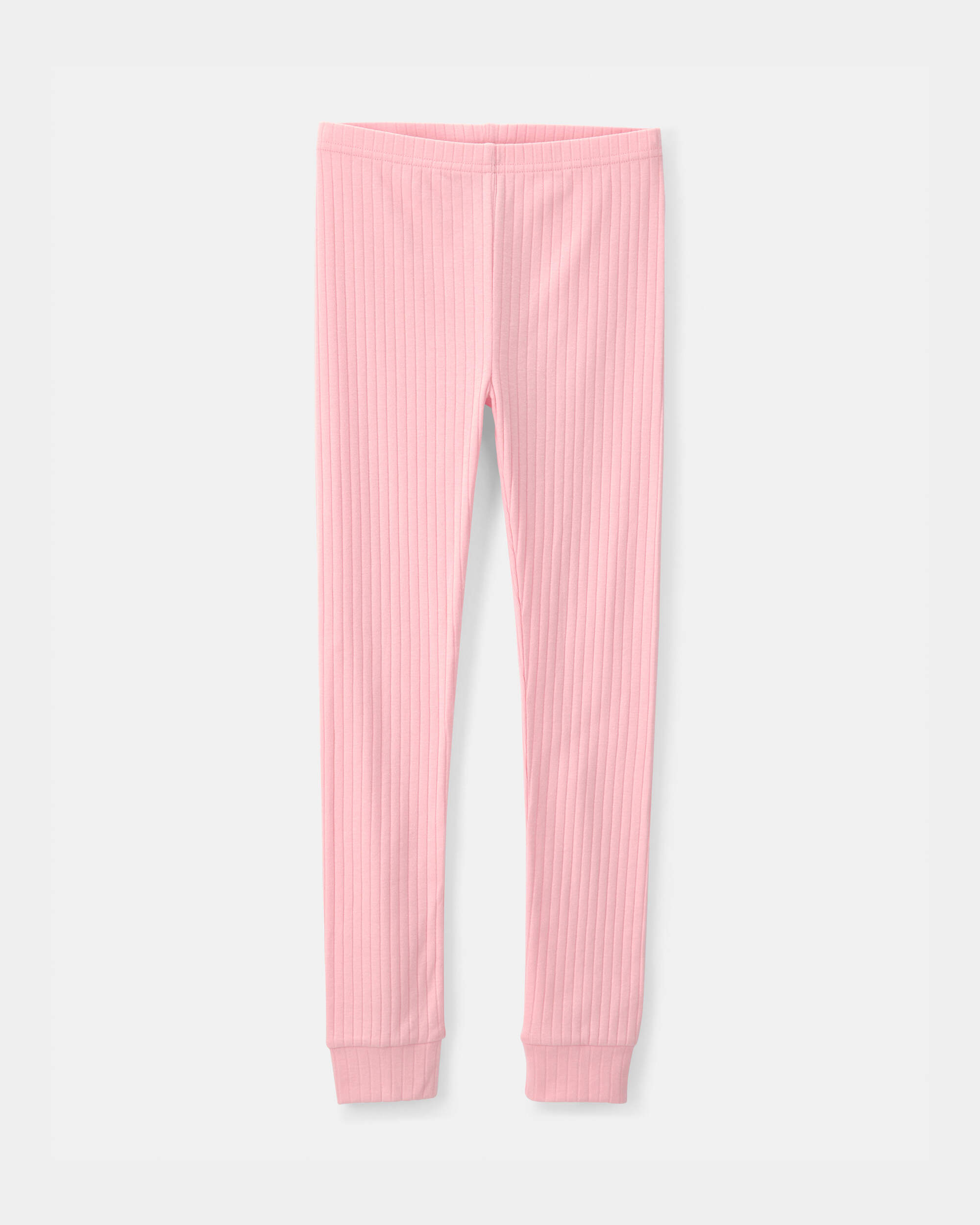 Girls Butterfly Rib Snug Fit 2-Piece Pajama Set - Pink