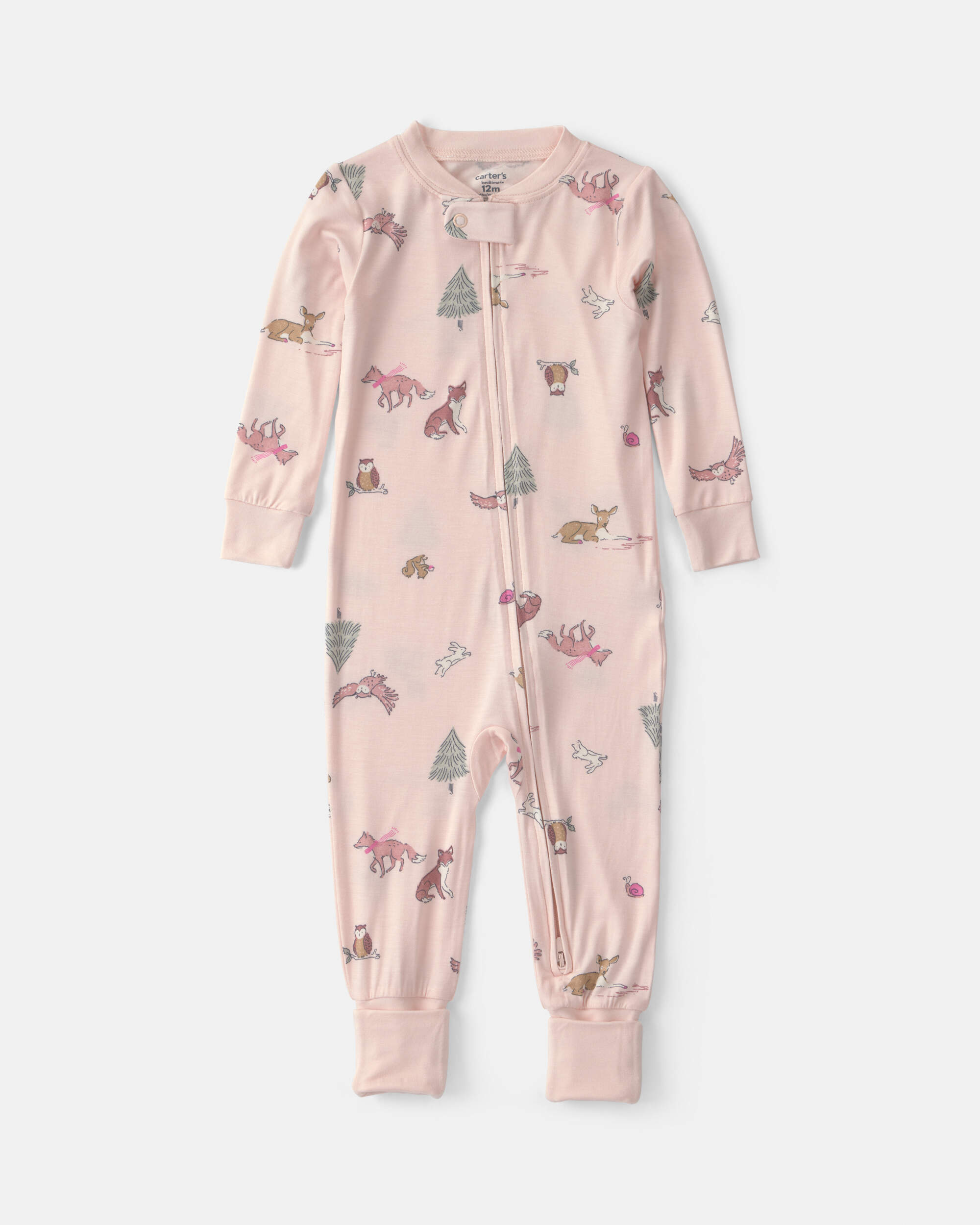 Baby Girl 1-Piece Woodland PurelySoft™ Snug Fit Pyjama - Pink