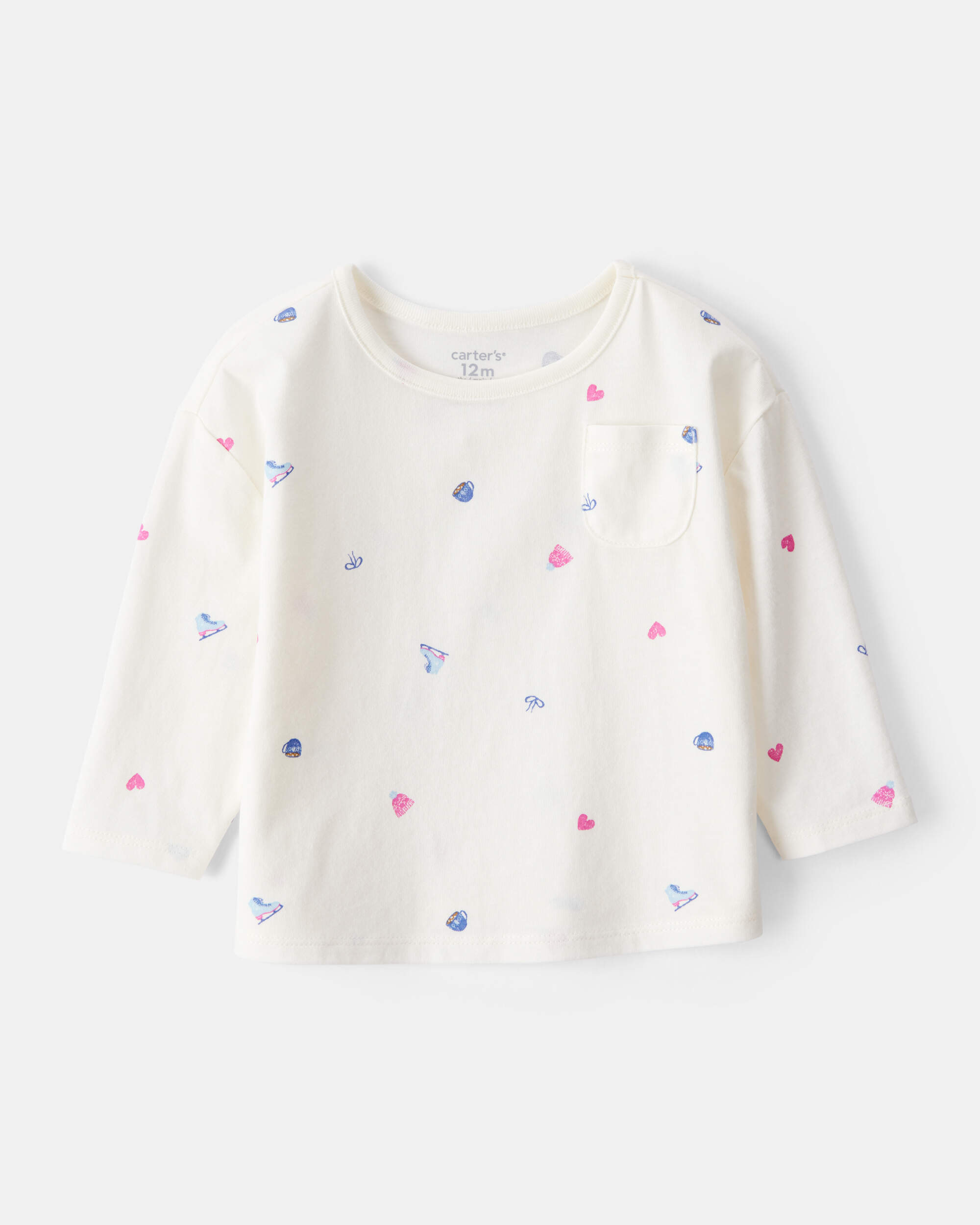 Baby Girl Winter Print Long-Sleeve Top - White