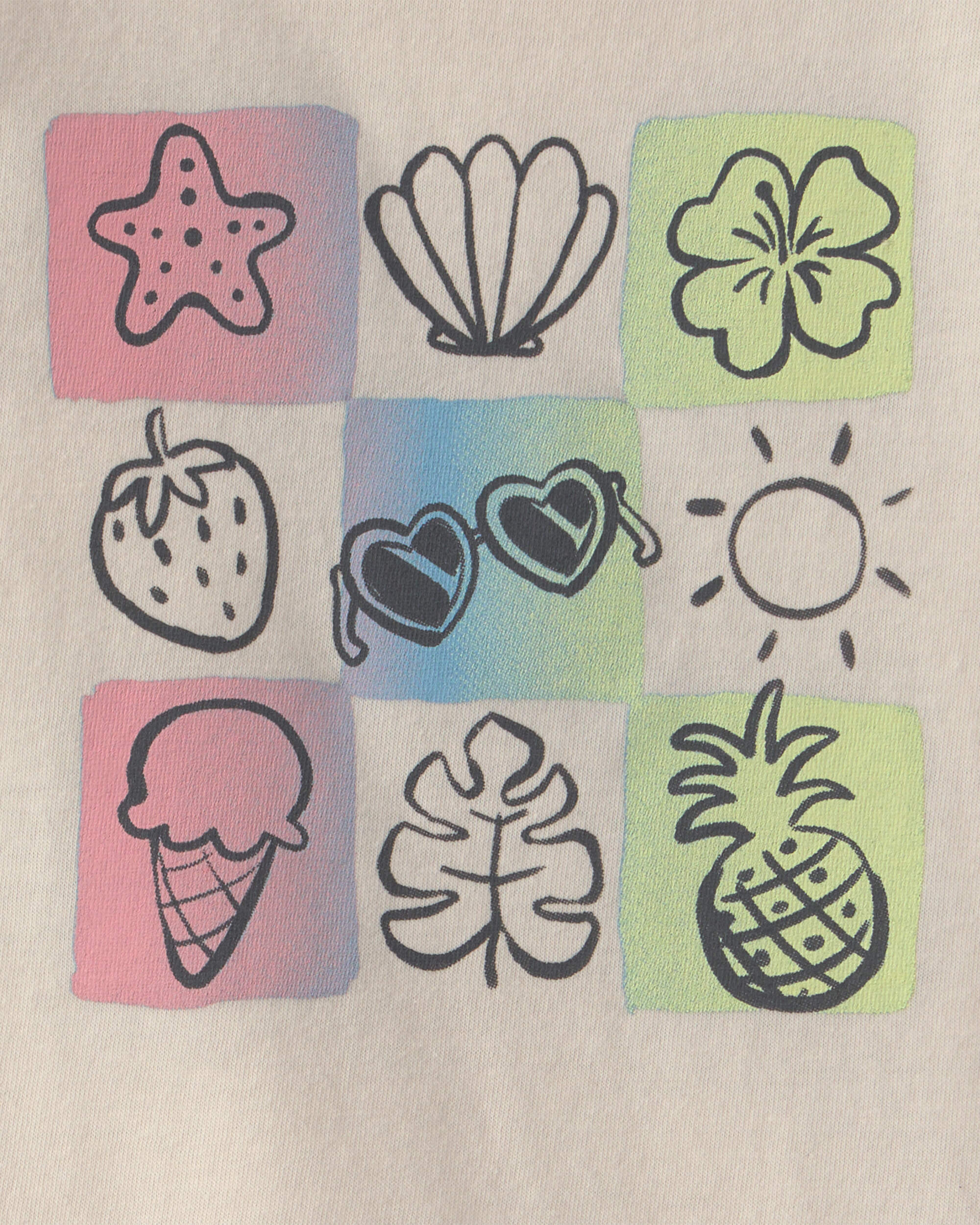 Toddler Girl Summer Icon Graphic Tank - Ivory