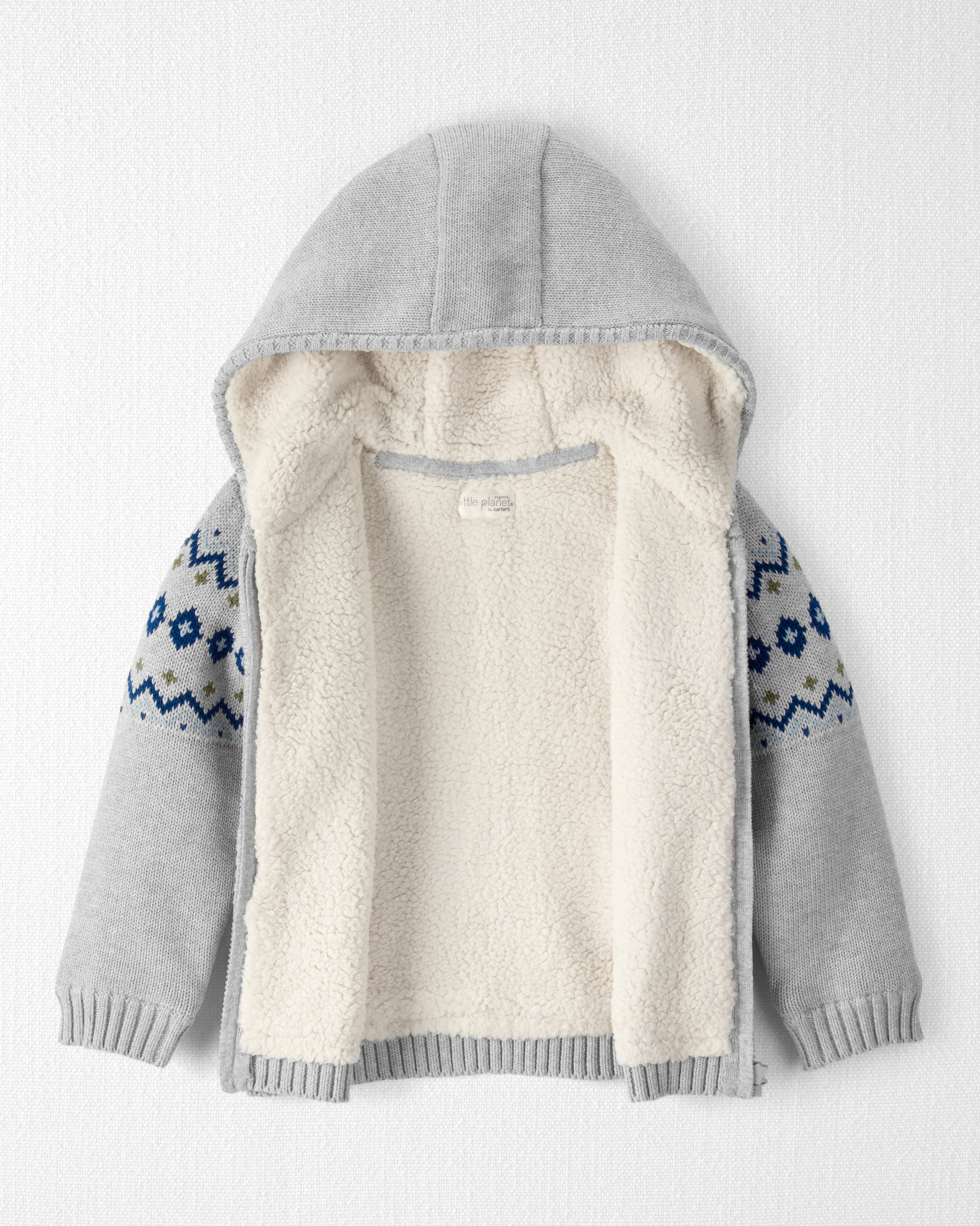 Toddler Boy Organic Cotton Fair Isle Sweater Knit Jacket