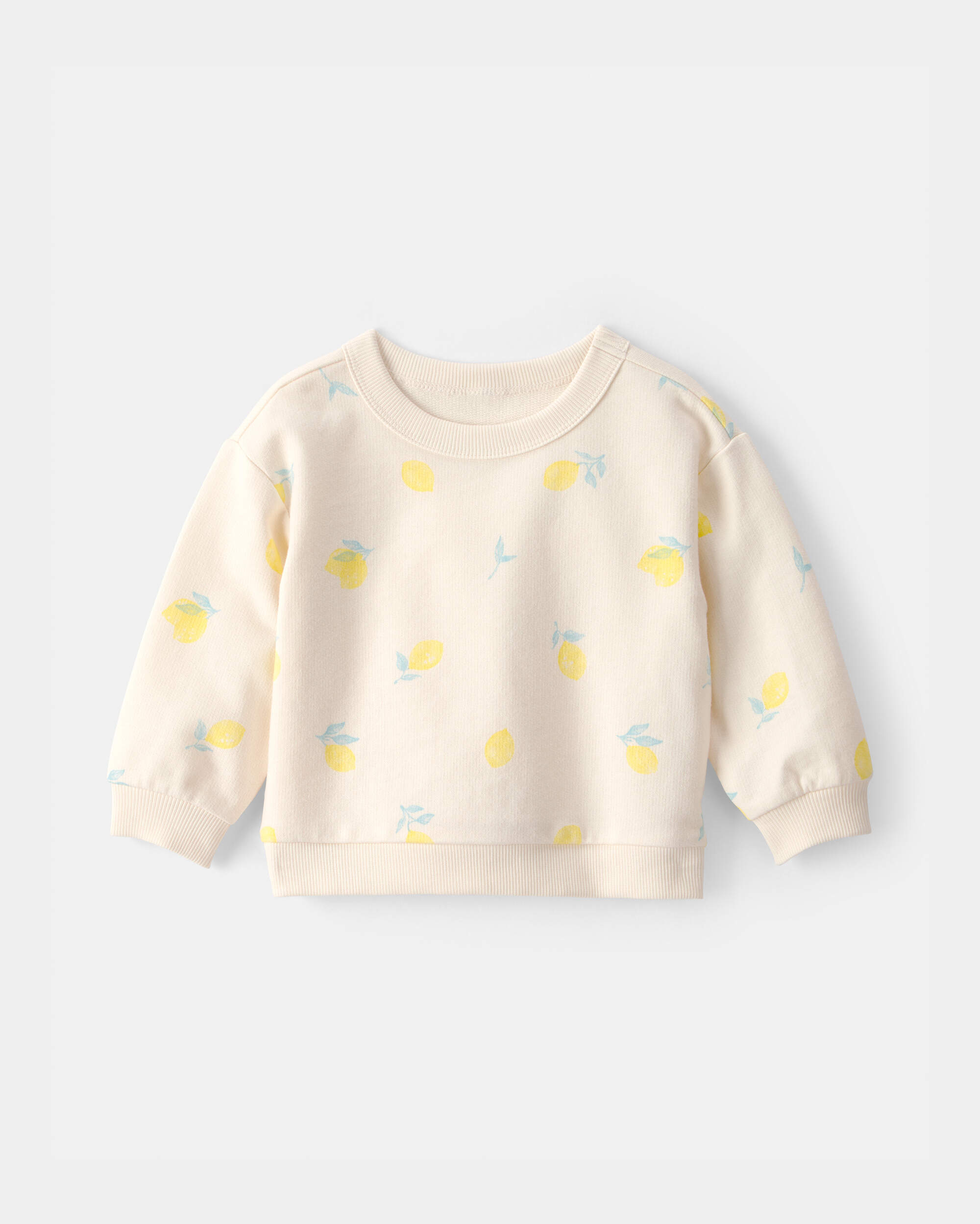 Baby Girl French Terry Pullover Sweatshirt - Lemon