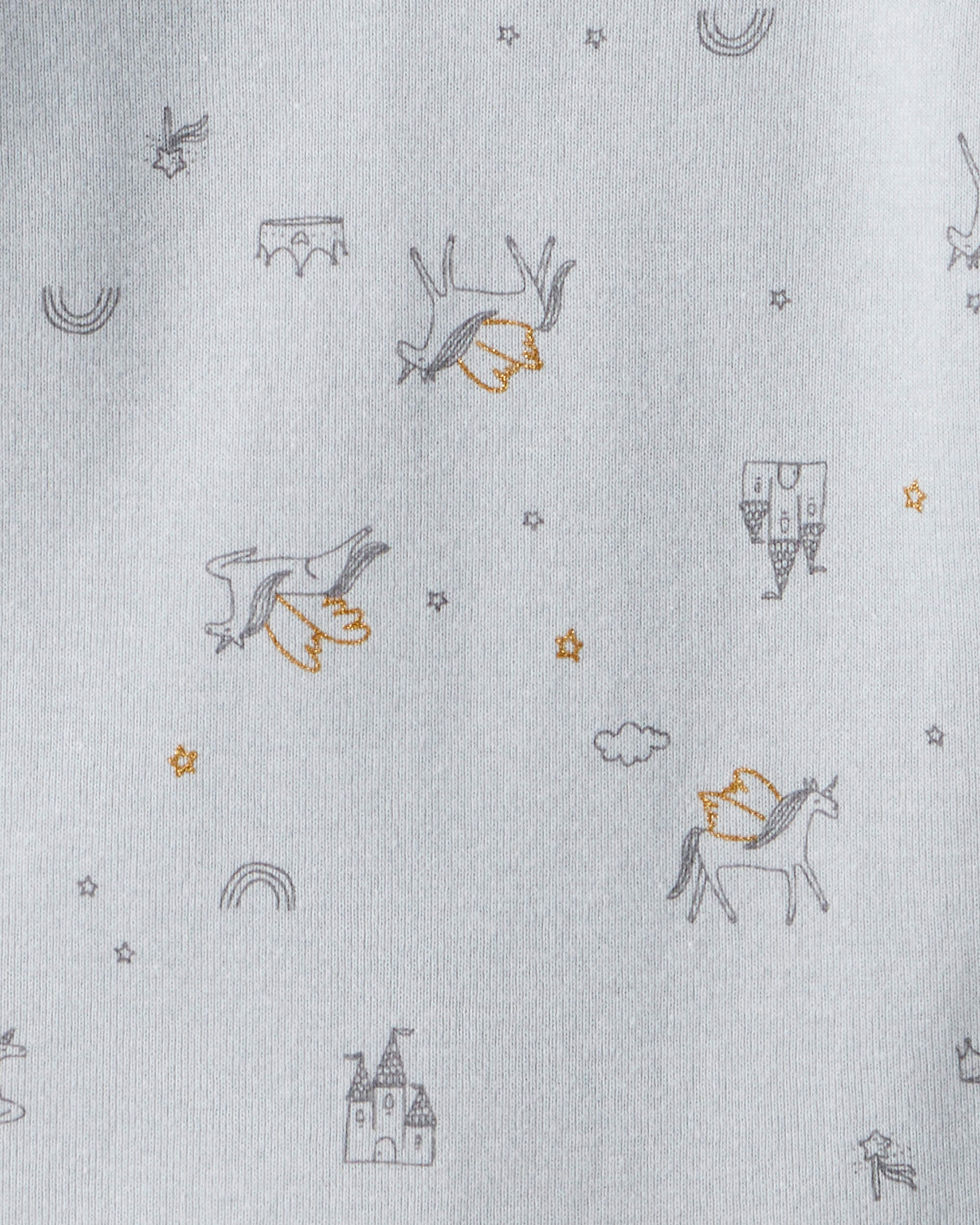 Baby Girl 4-Pack Unicorn Heart Print;Star Print Long-Sleeve Multipack Bodysuits - Navy Blue/White