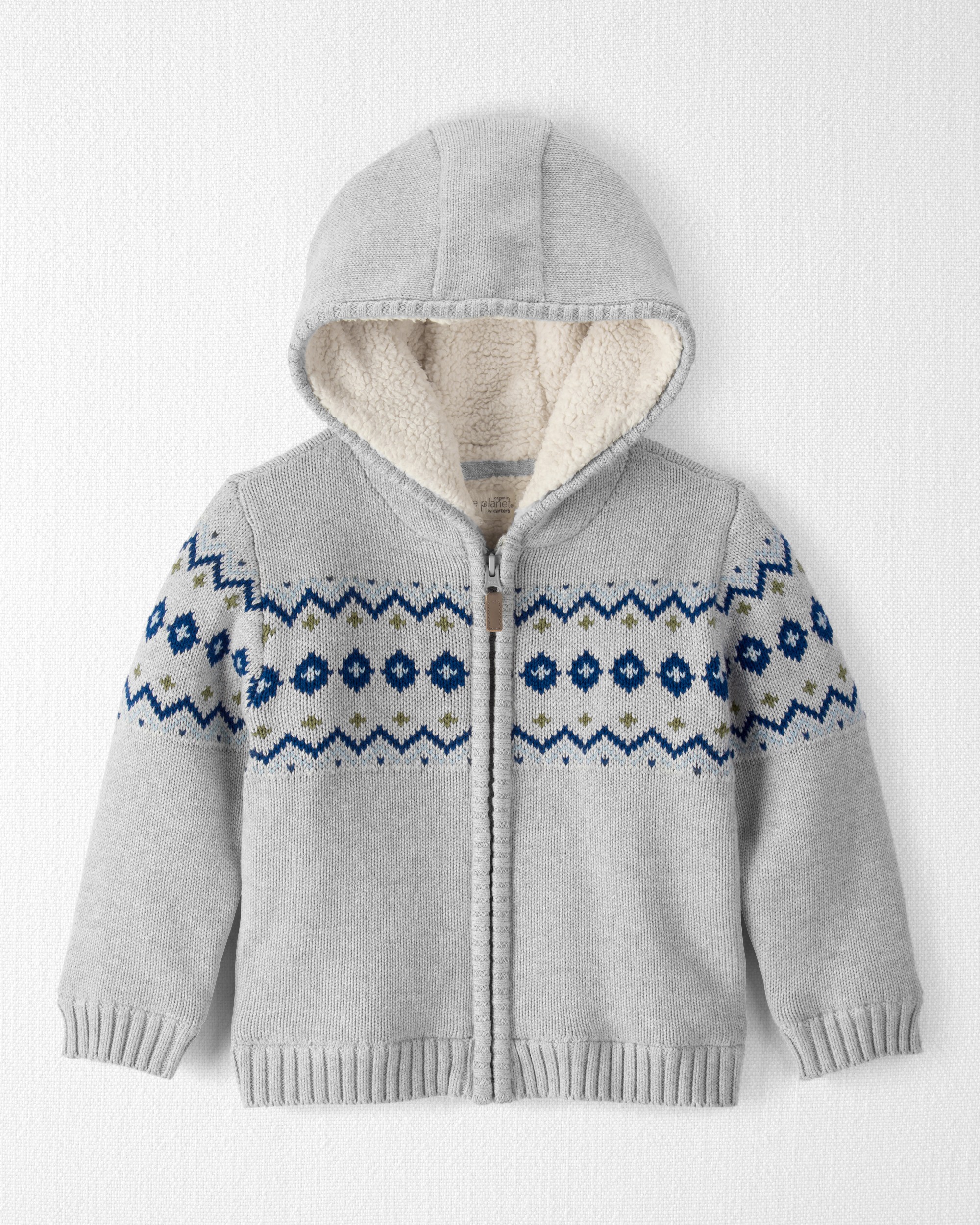 Toddler Boy Organic Cotton Fair Isle Sweater Knit Jacket