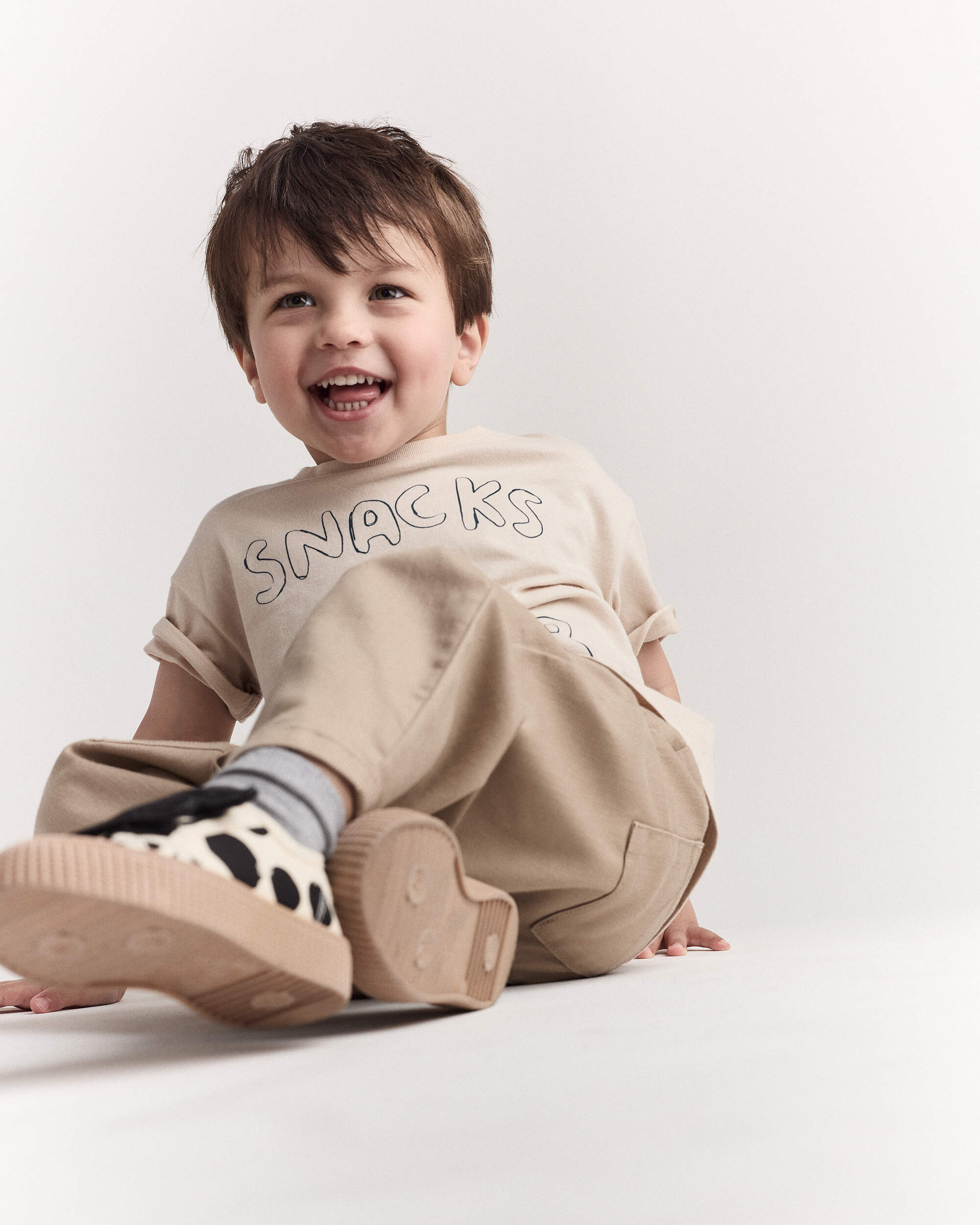 Toddler Snacks 4 Dinner Short-Sleeve Graphic Tee - Khaki