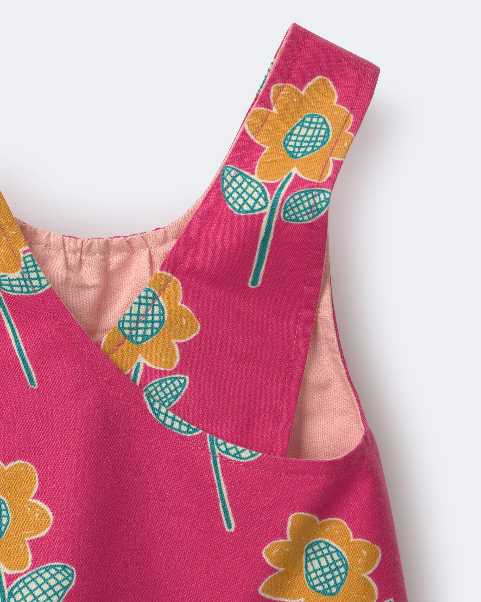 Toddler Girl Reversible Cross-Back Top Floral Print - Hot Pink