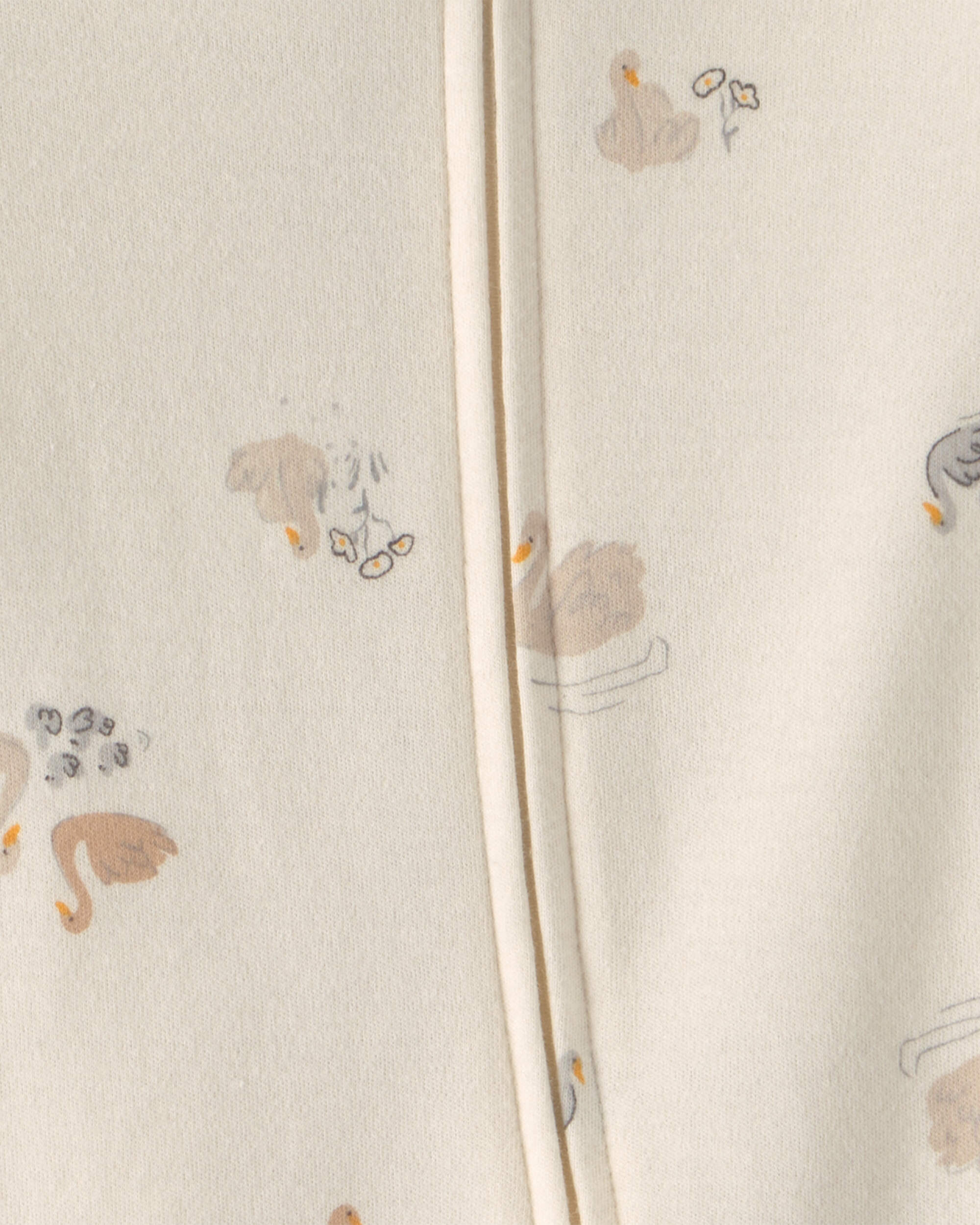 Baby Girl Swan 100% Cotton 2-Way Zip Sleeper - Cream