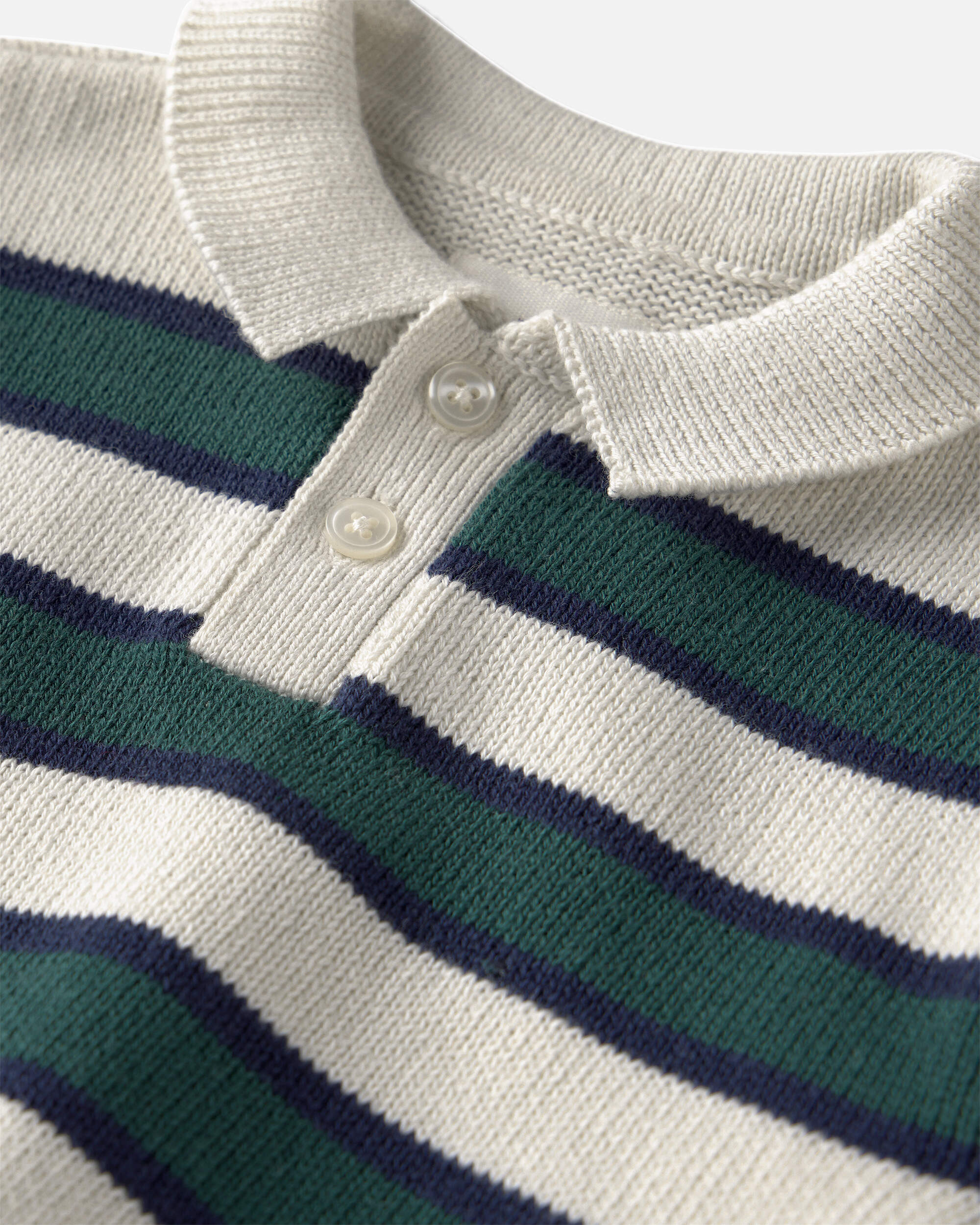 Baby Boy Organic Cotton Sweater Knit Polo Stripes