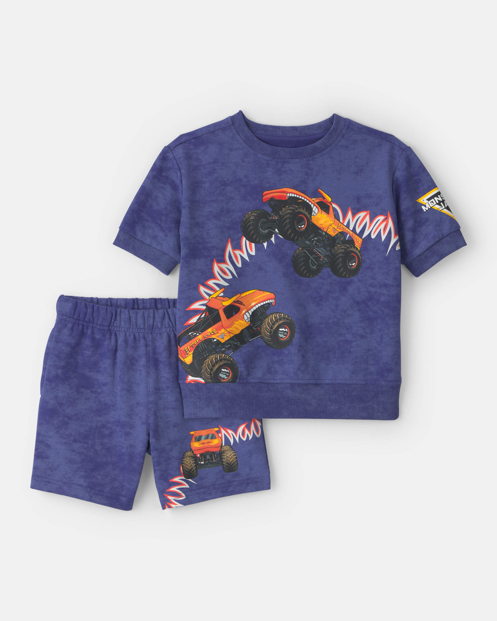 Toddler Boy 2-Piece Monster Truck French Terry Top & Short Set - Blue