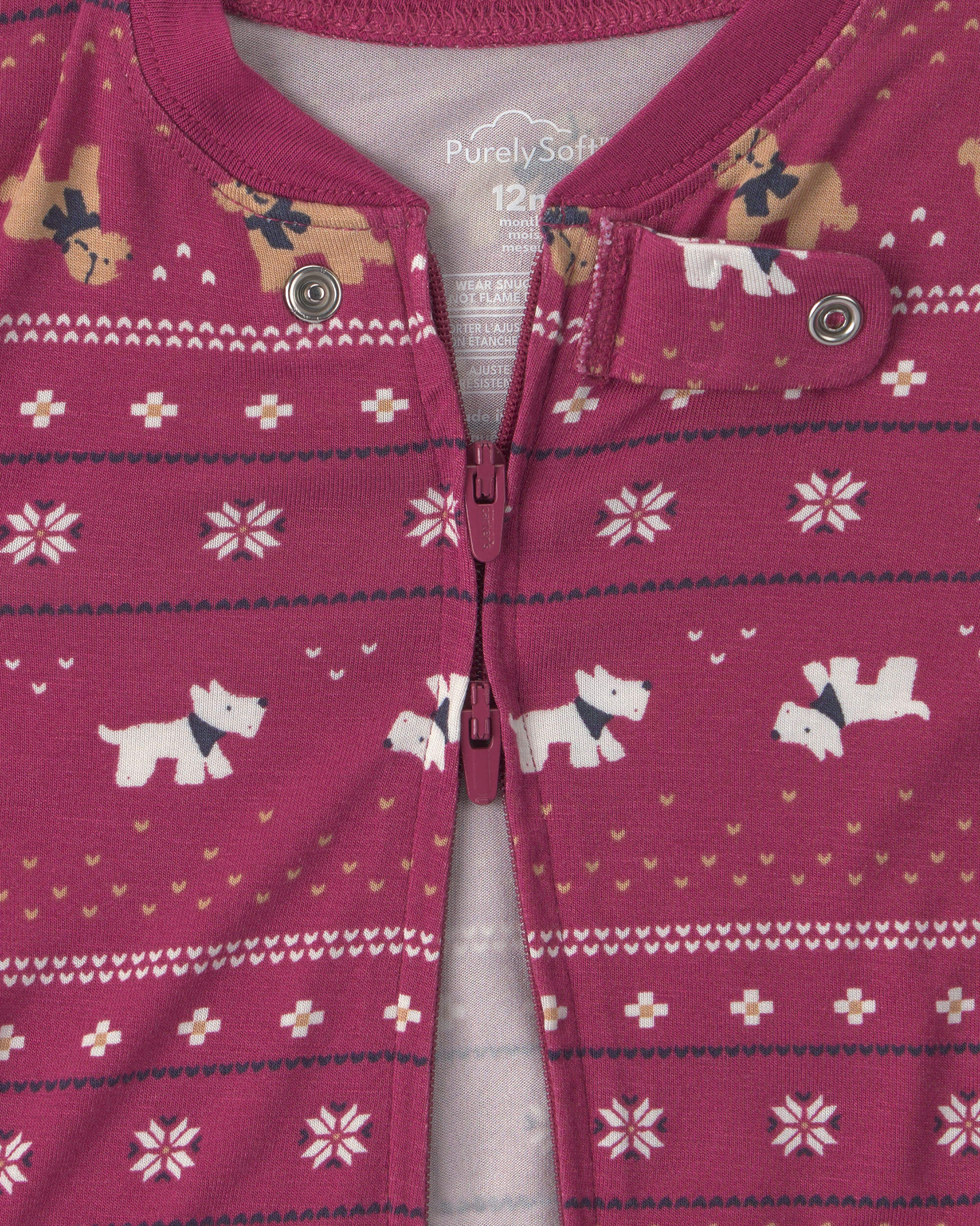 Baby 1-Piece Fair Isle PurelySoft™ Snug Fit Pyjama - Burgundy
