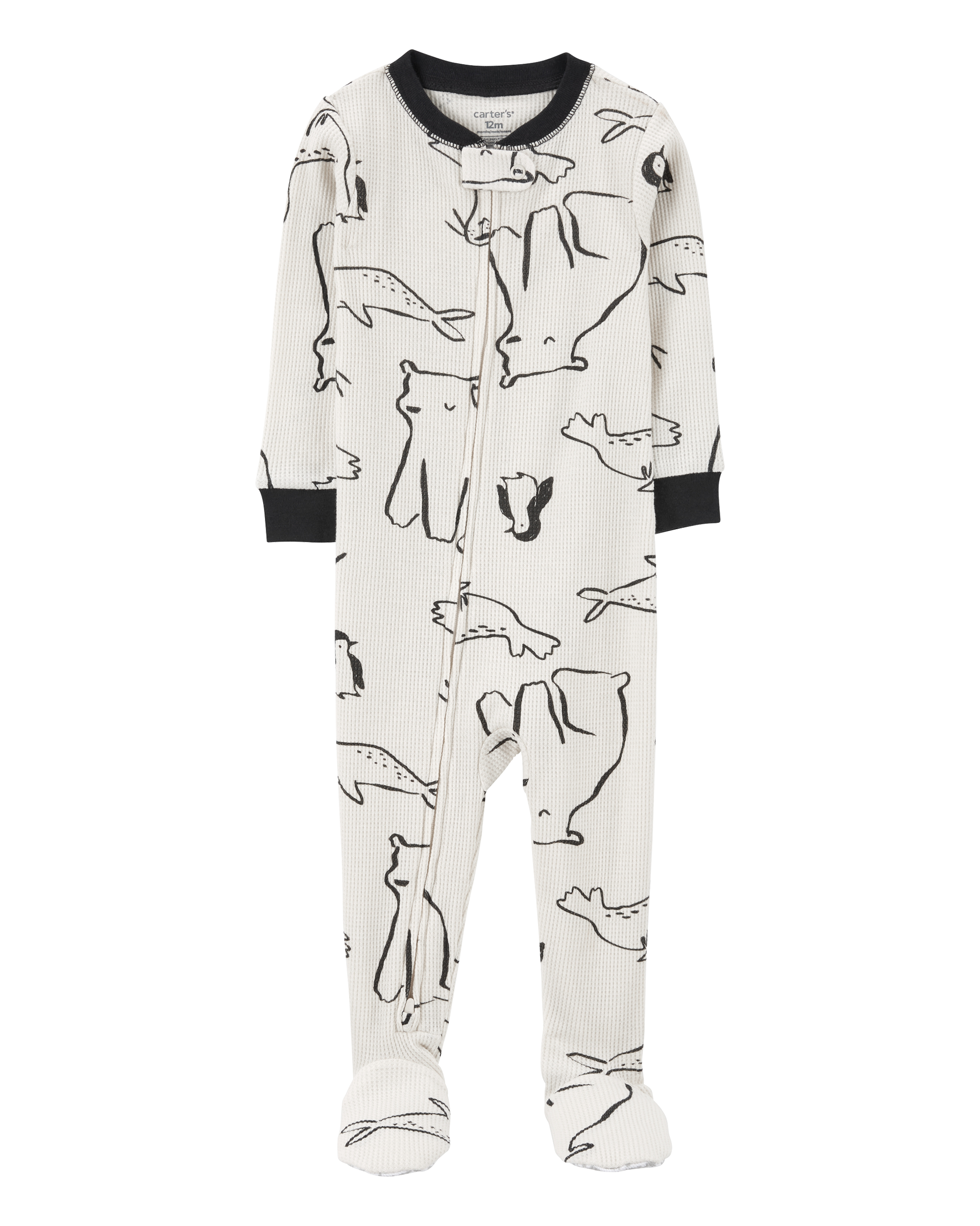 Toddler 1-Piece Arctic Animal Print Thermal Footie Pyjamas