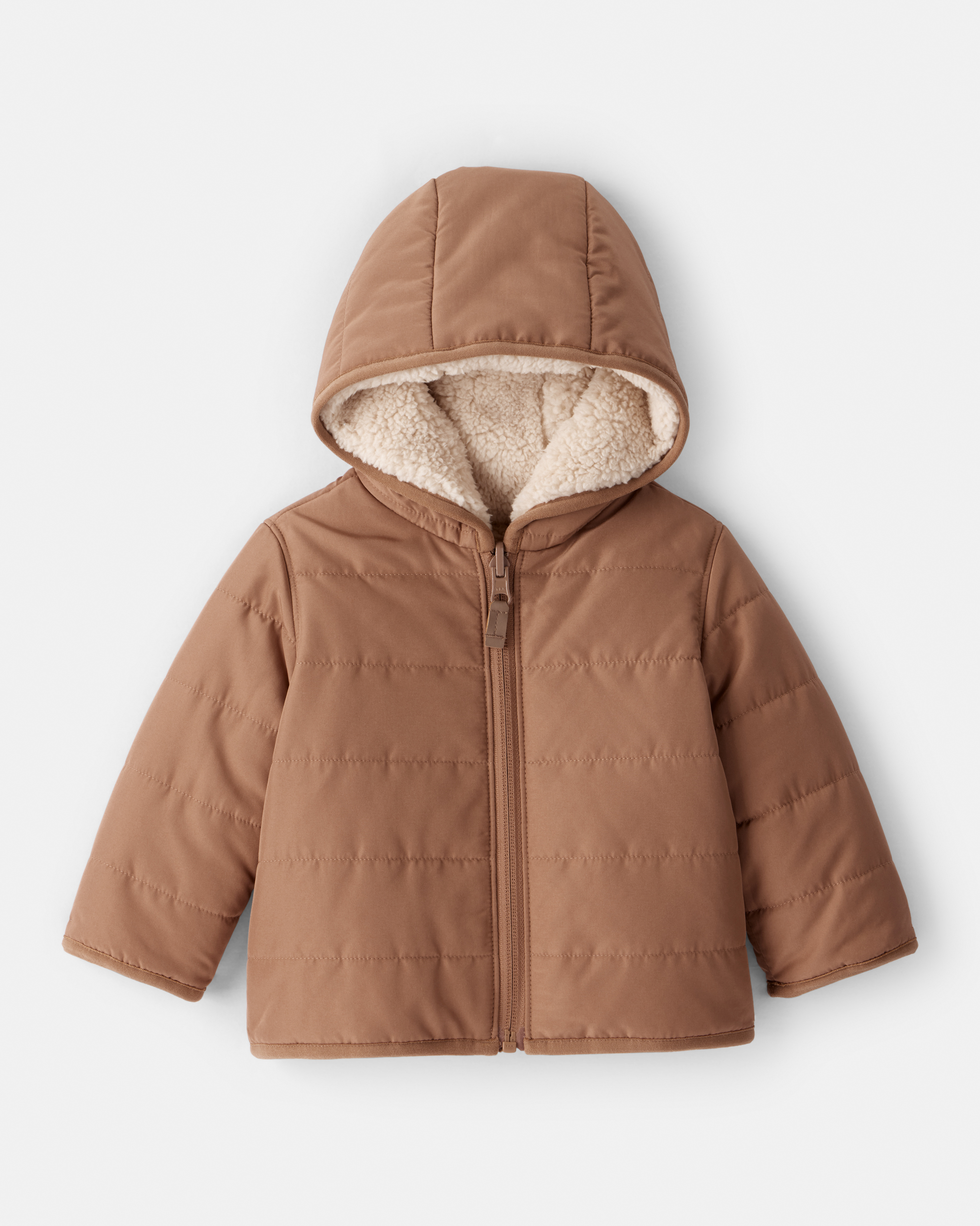 Baby Boy Hooded Midweight Jacket - Brown