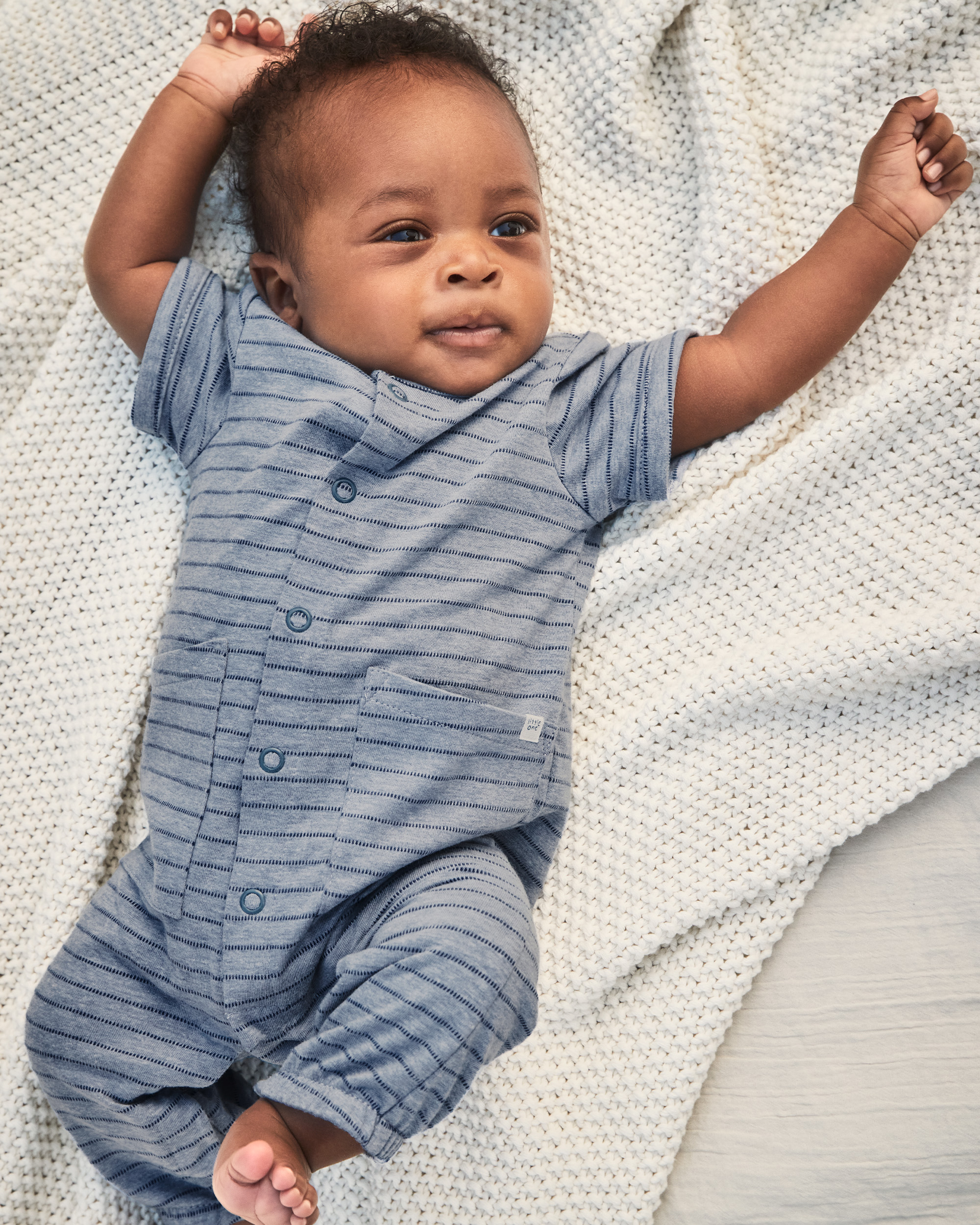 Baby Boy Striped Jumpsuit - Blue