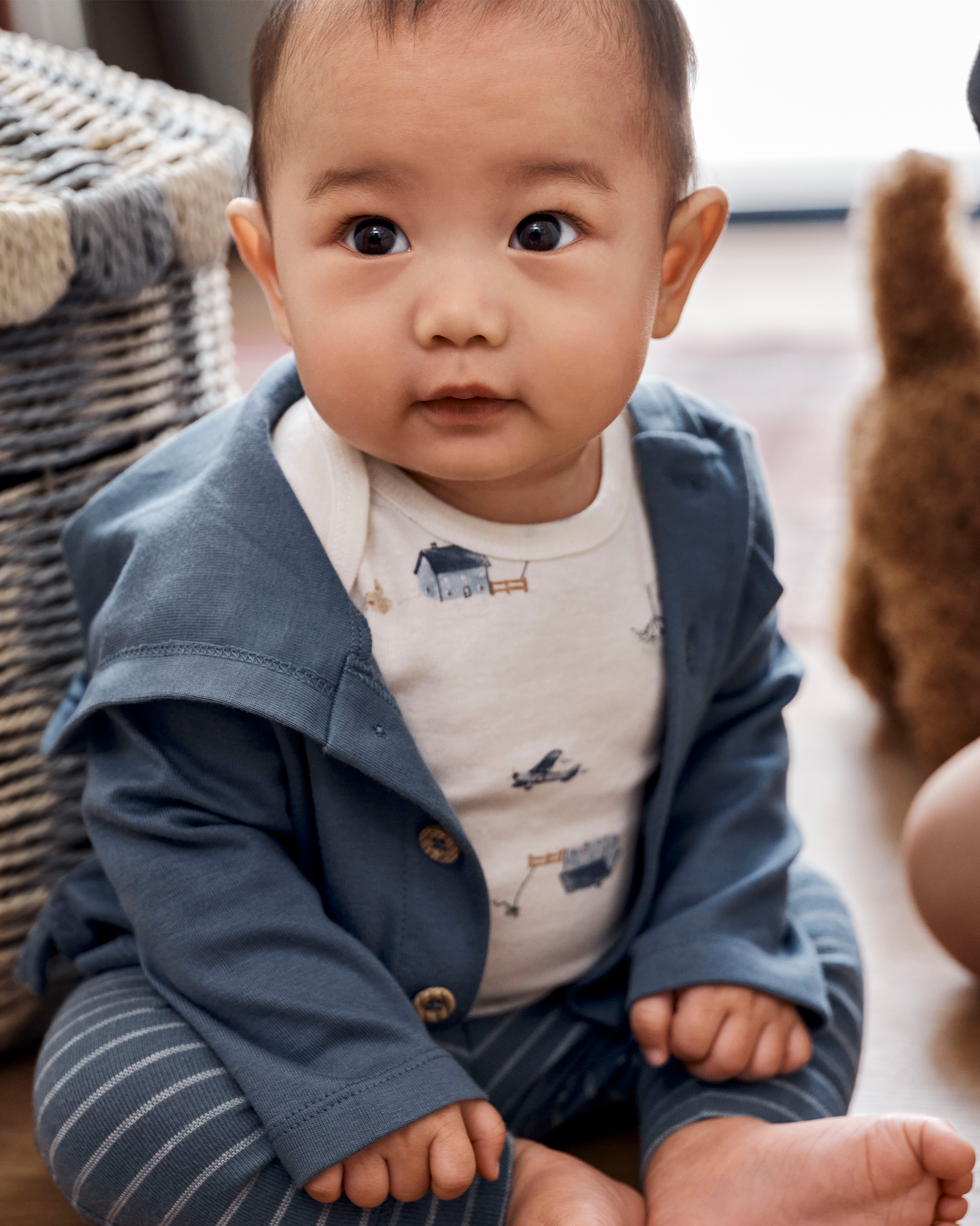 Baby 3-Piece Barn Print Little Cardigan Set