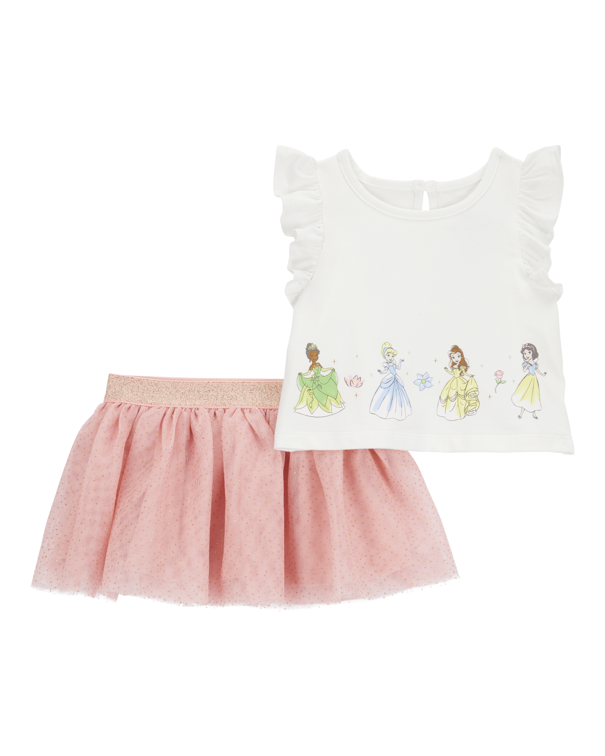 Toddler 2-Piece Disney Princesses Tee & Tutu Skirt Set - White/Pink