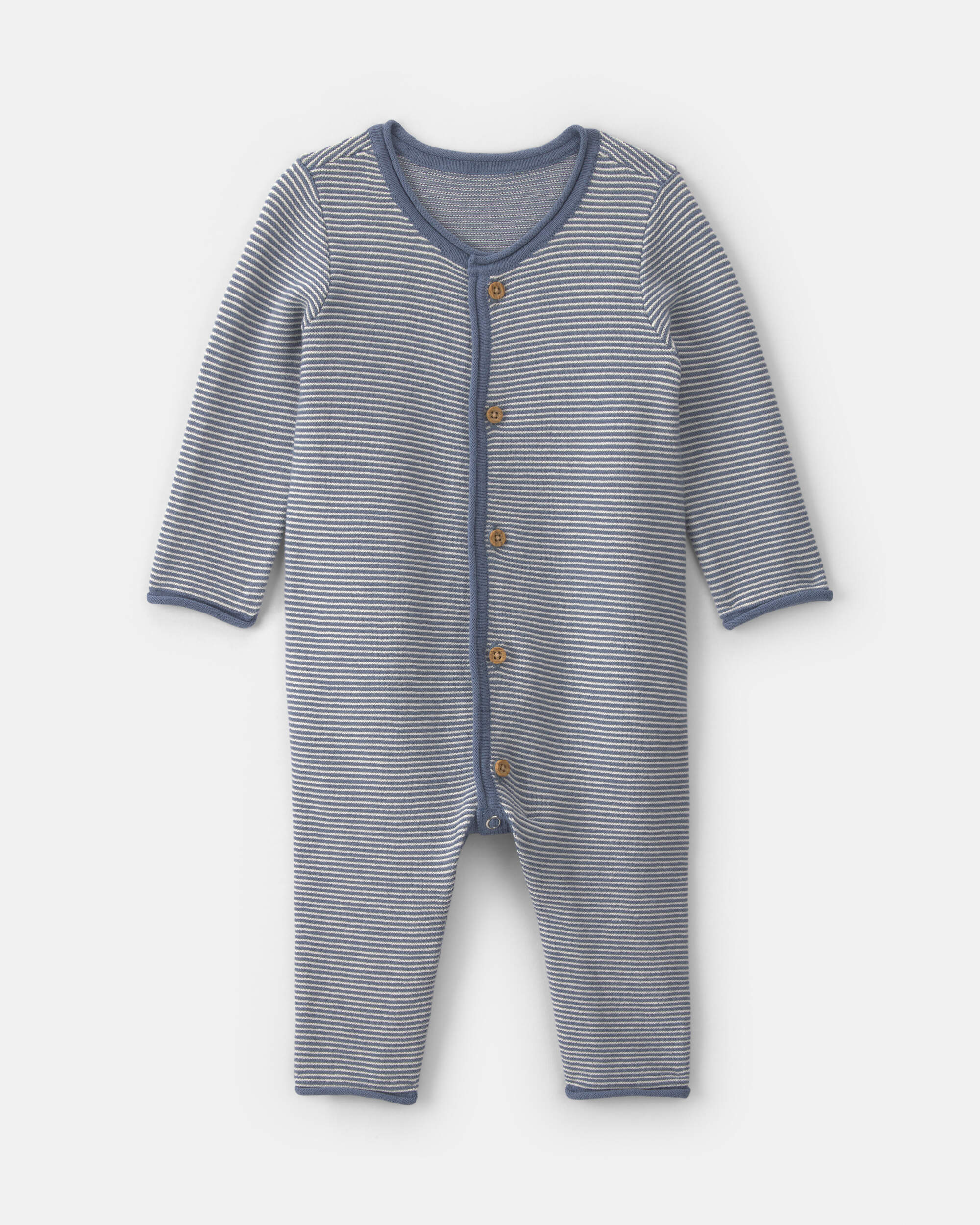 Baby Boy Striped Long-Sleeve Jumpsuit - Navy Blue