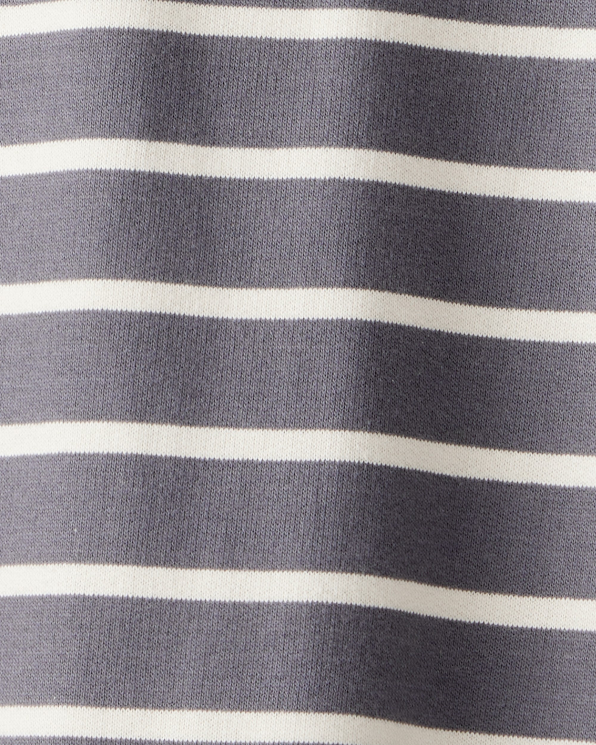 Baby Boy Striped Cotton Long-Sleeve Polo Jumpsuit - Grey/Ivory