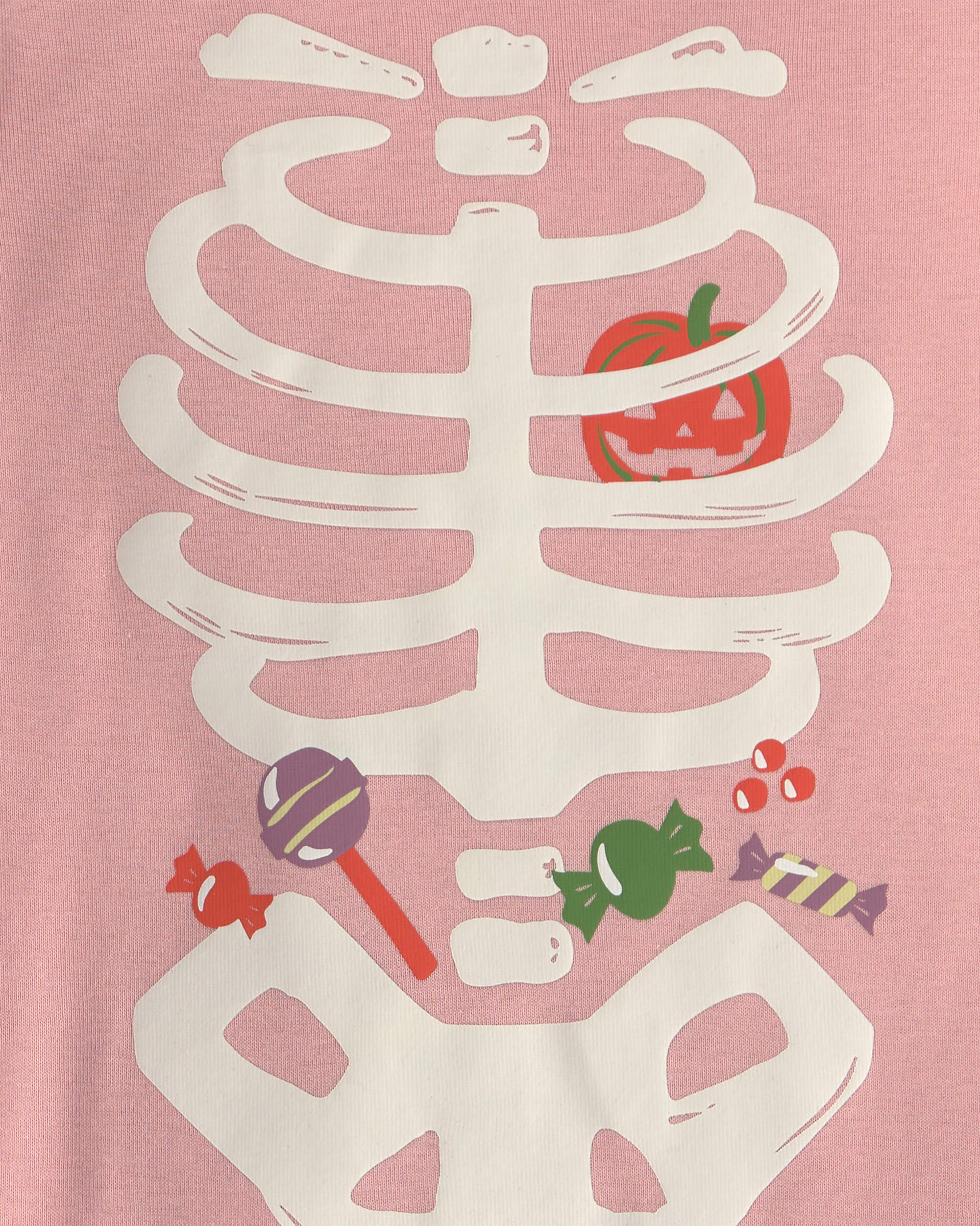 Baby Girl 2-Piece Halloween Skeleton 100% Cotton Snug Fit Pyjama Set - Pink