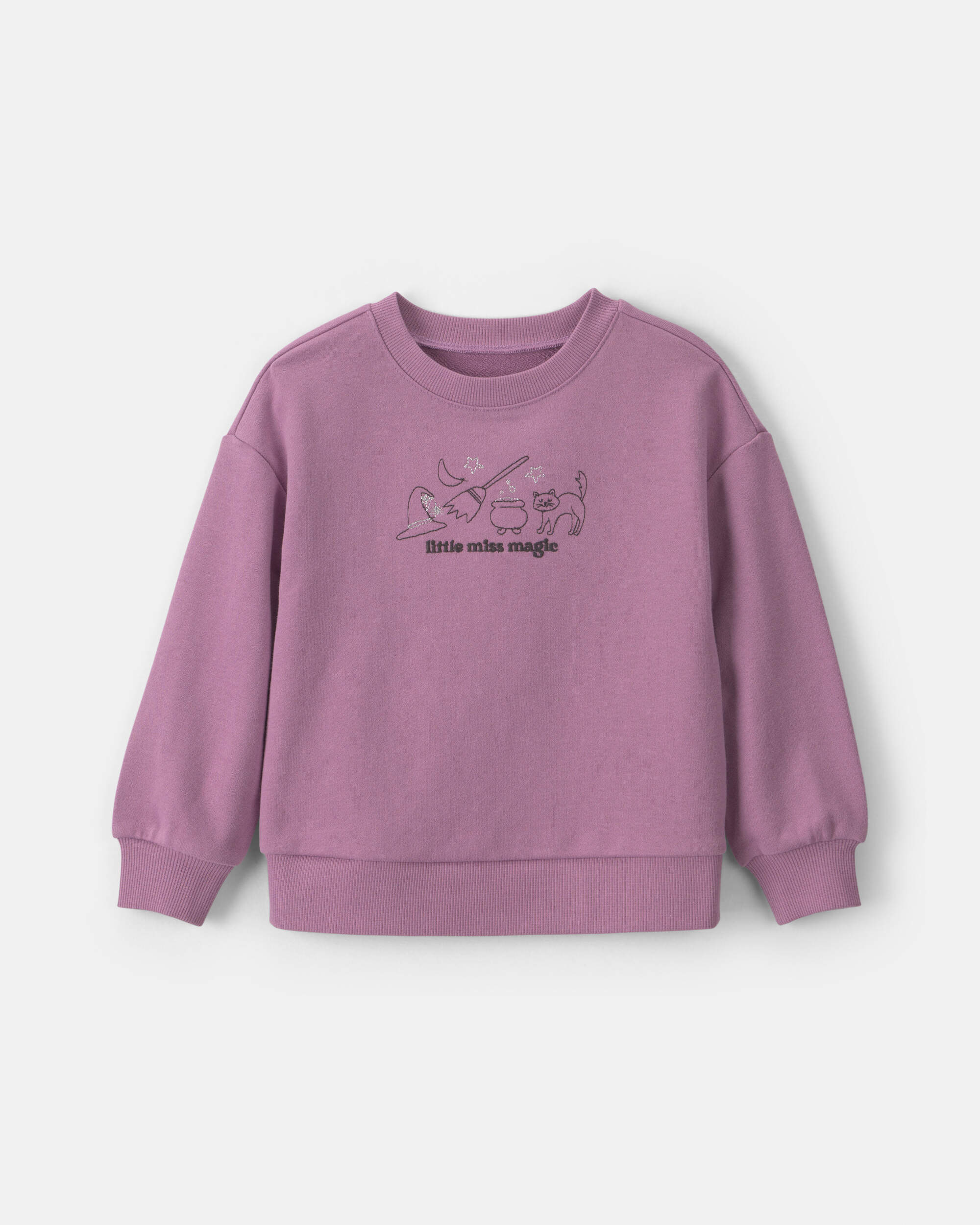 Toddler Girl 'Little Miss Magic' Halloween French Terry Pullover Sweatshirt - Purple