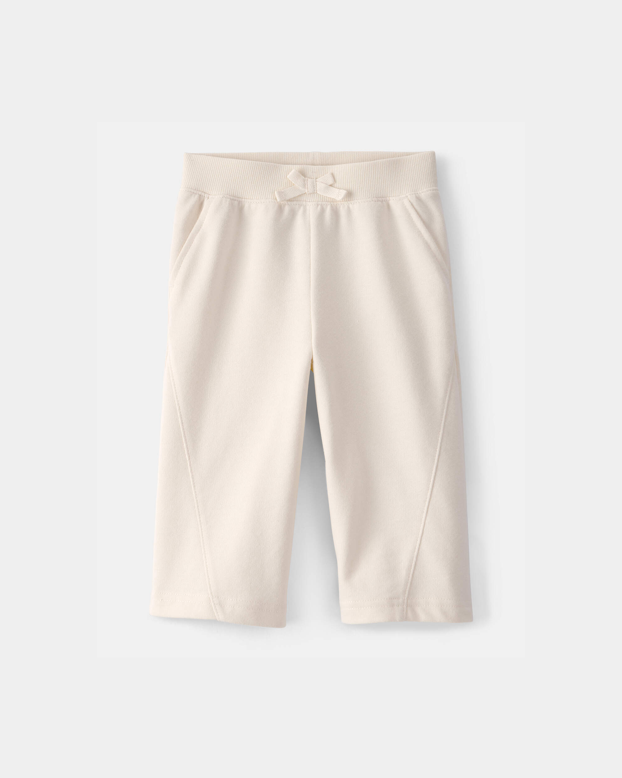 Baby Girl French Terry Wide-Leg Active Pants - Ivory