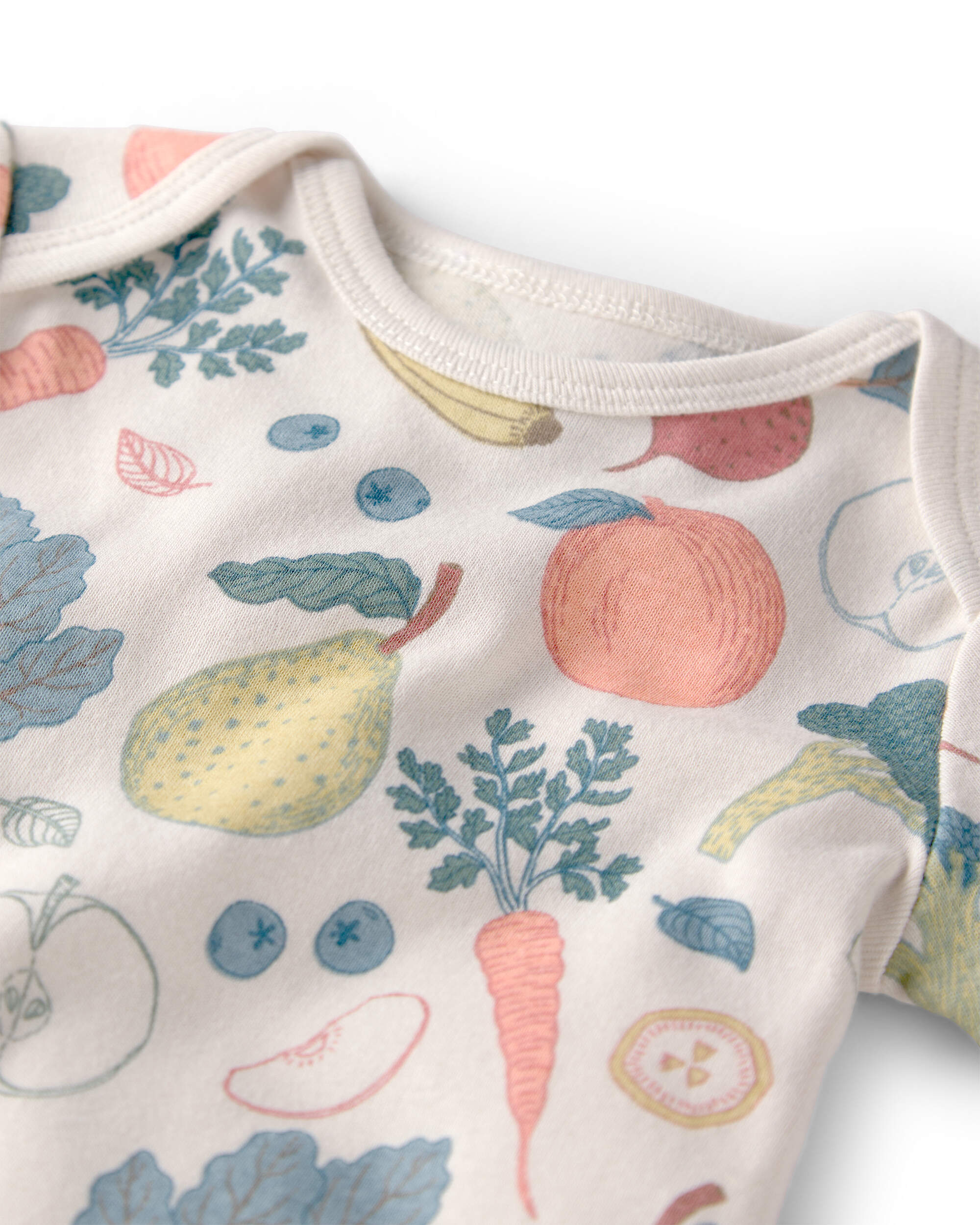Baby 3-Pack Organic Cotton Bodysuits Veggie Fruit Print