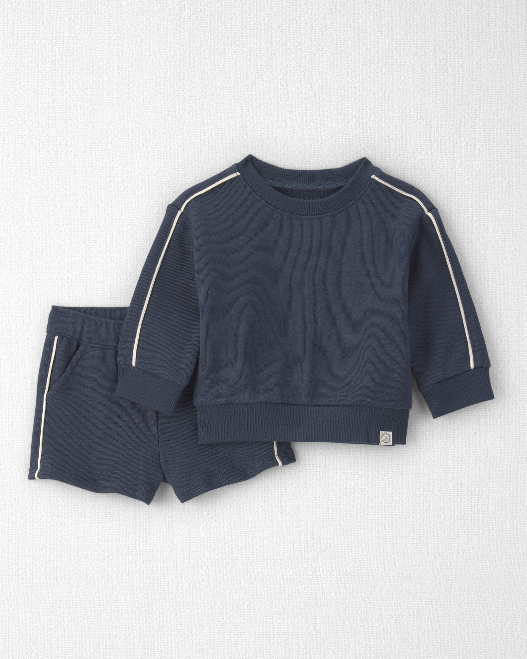 Baby 2-Piece Organic Cotton Pullover & Short Set Navy