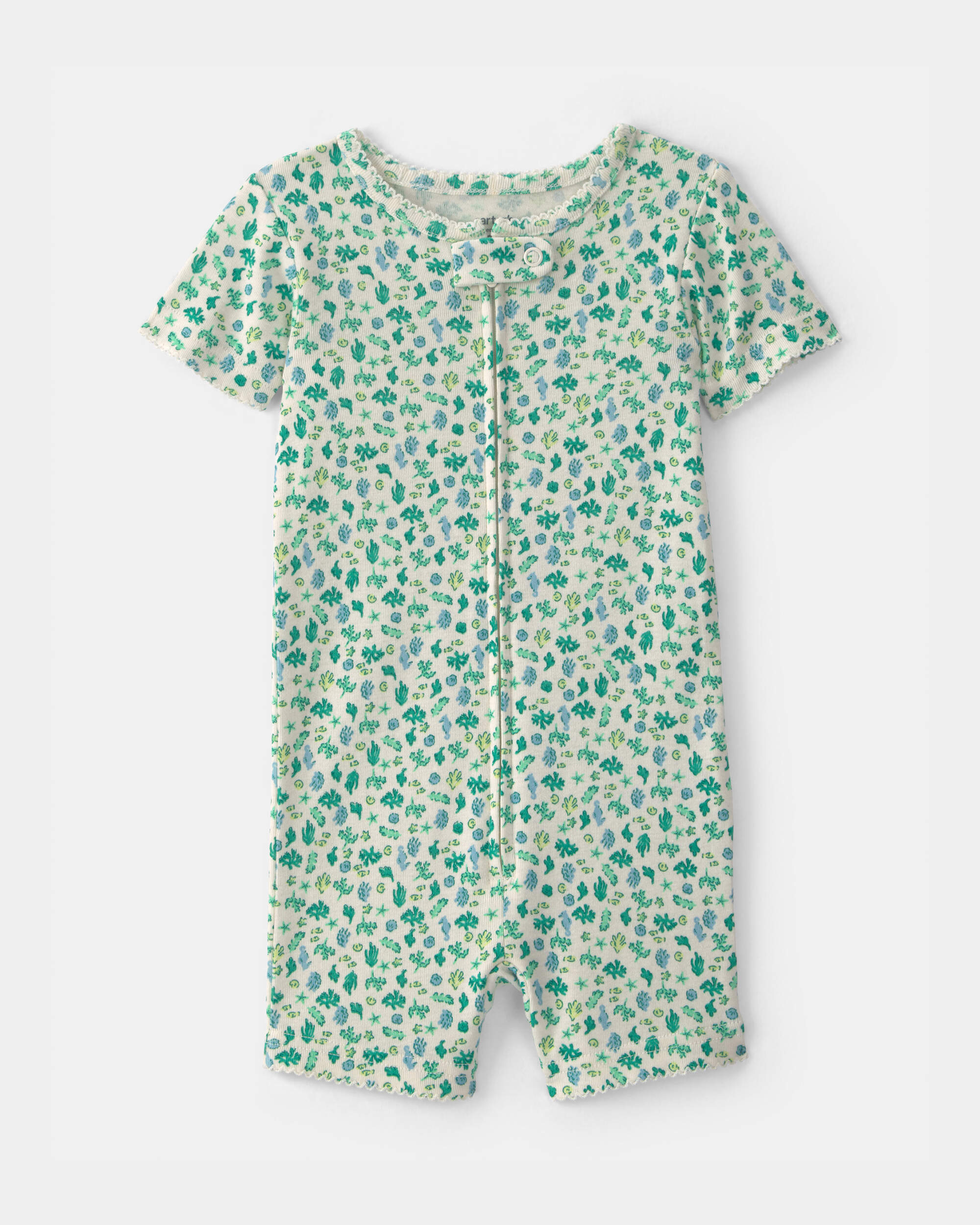 Baby Girl Floral 100% Cotton 1-Piece Romper Pyjama - Green