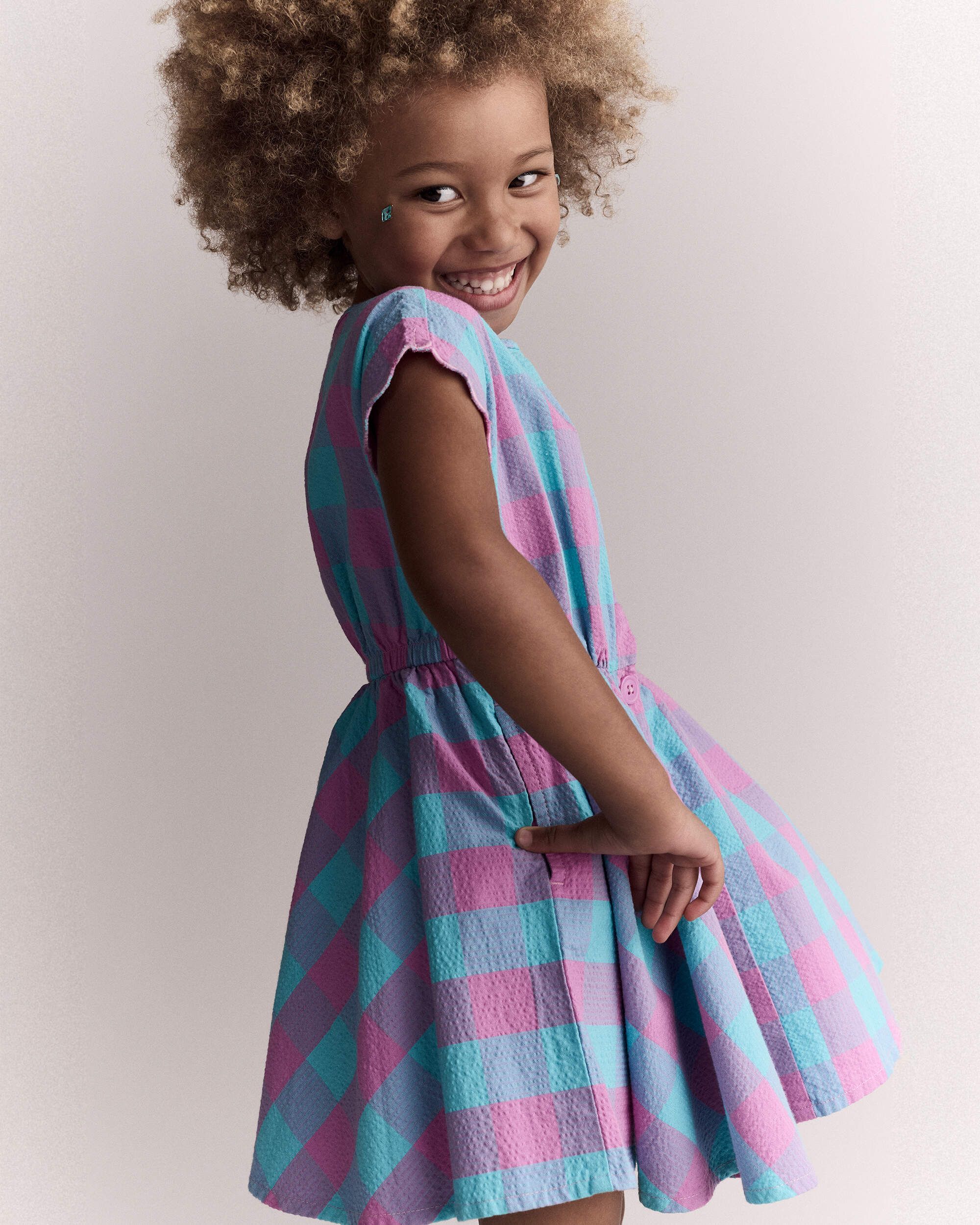 Toddler Girl Avenue Twirl™ Gingham Scalloped Dress - Purple/Blue