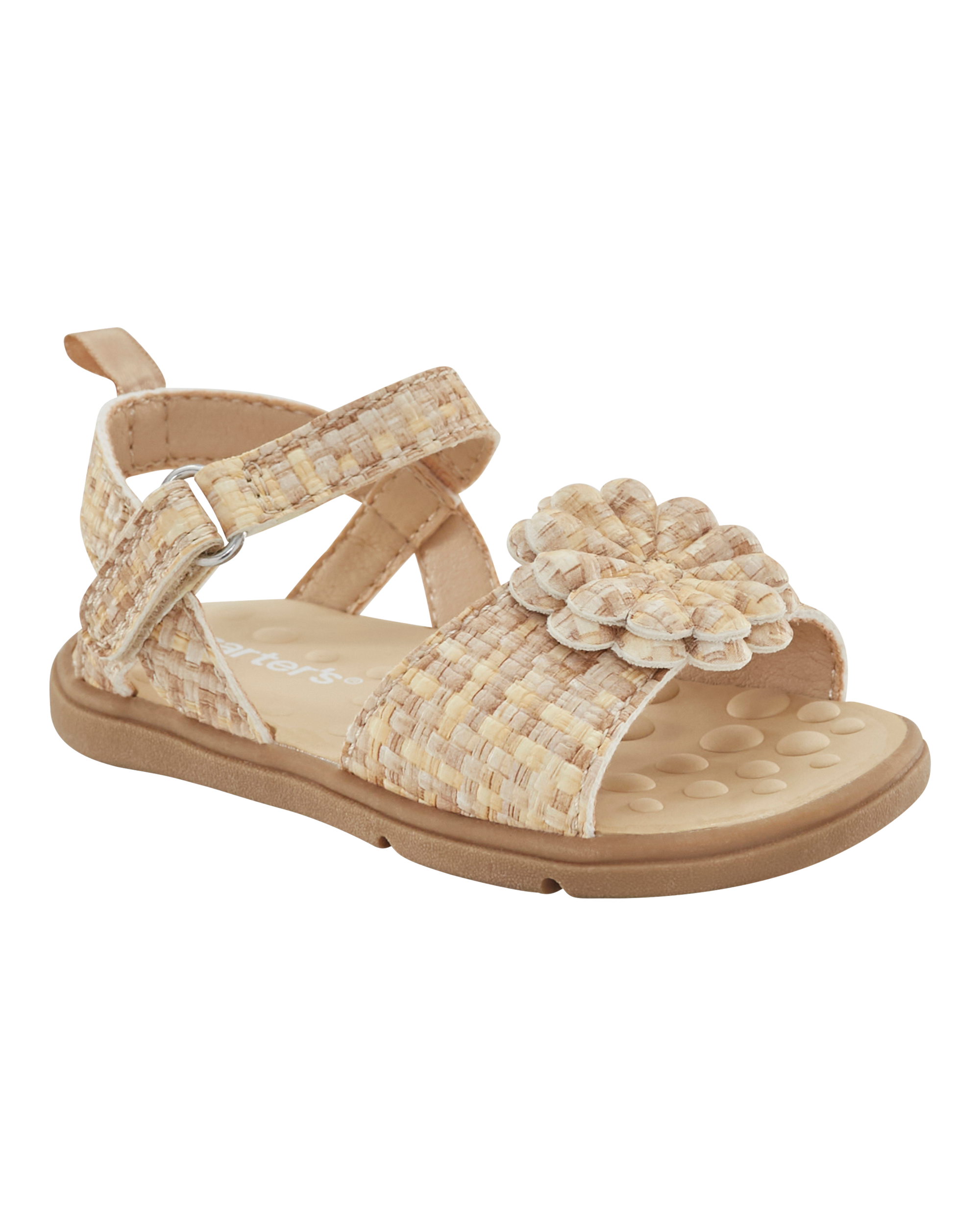 Baby  Every Step® First Walker Woven Flower Accent Sandals - Beige