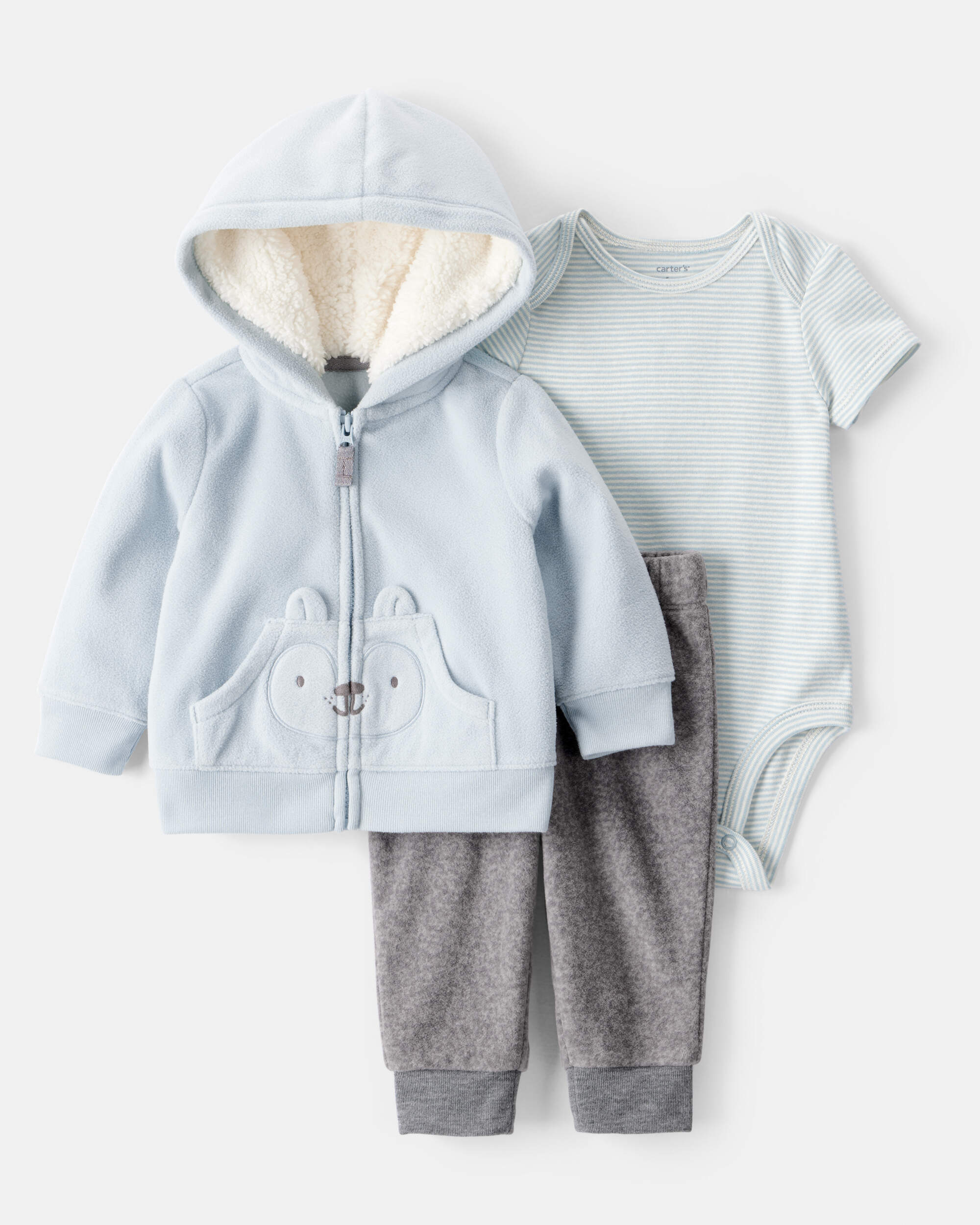 Baby Boy 3-Piece Animal Print Cardigan Set