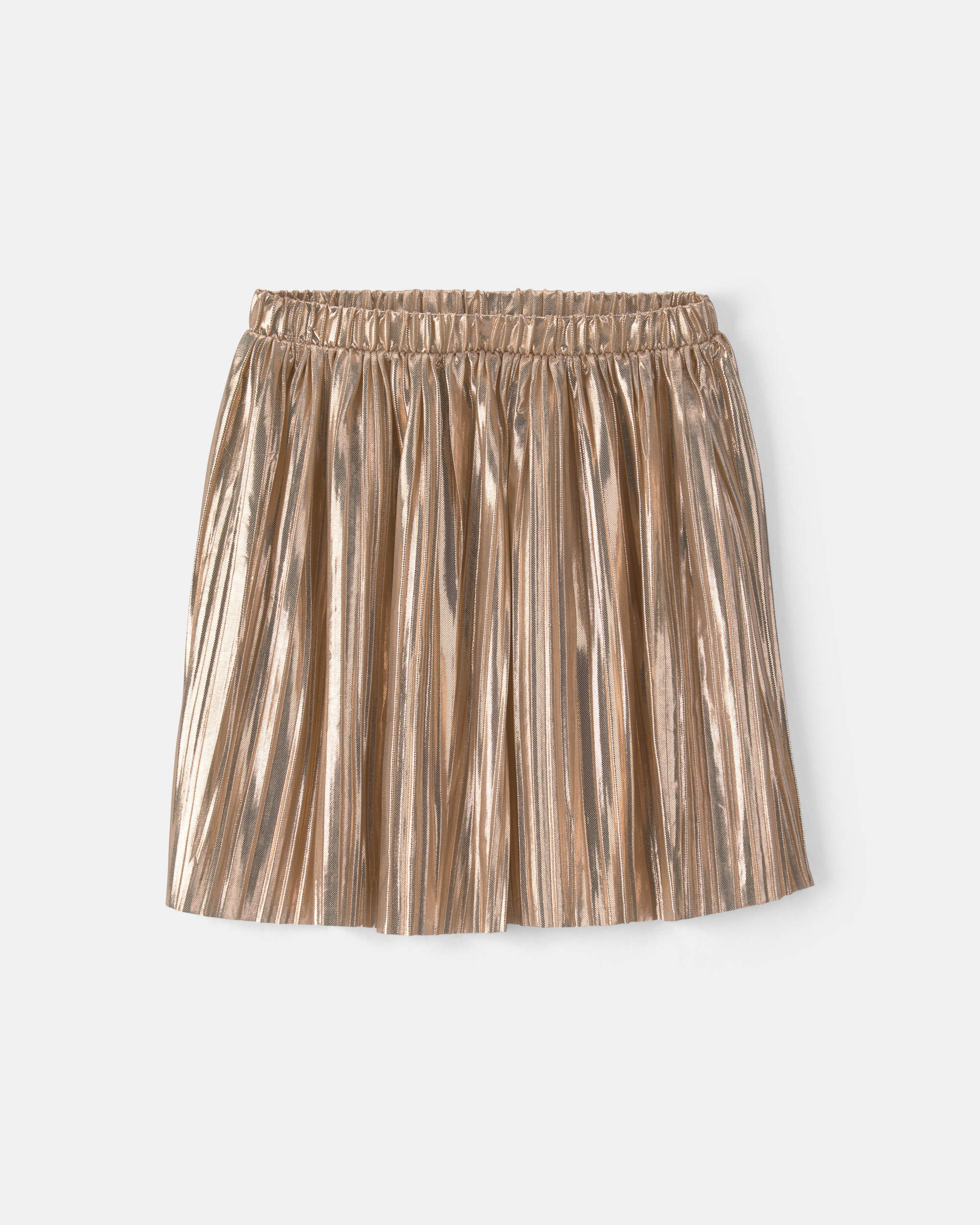 Girls Pleated Metallic Skirt - Gold