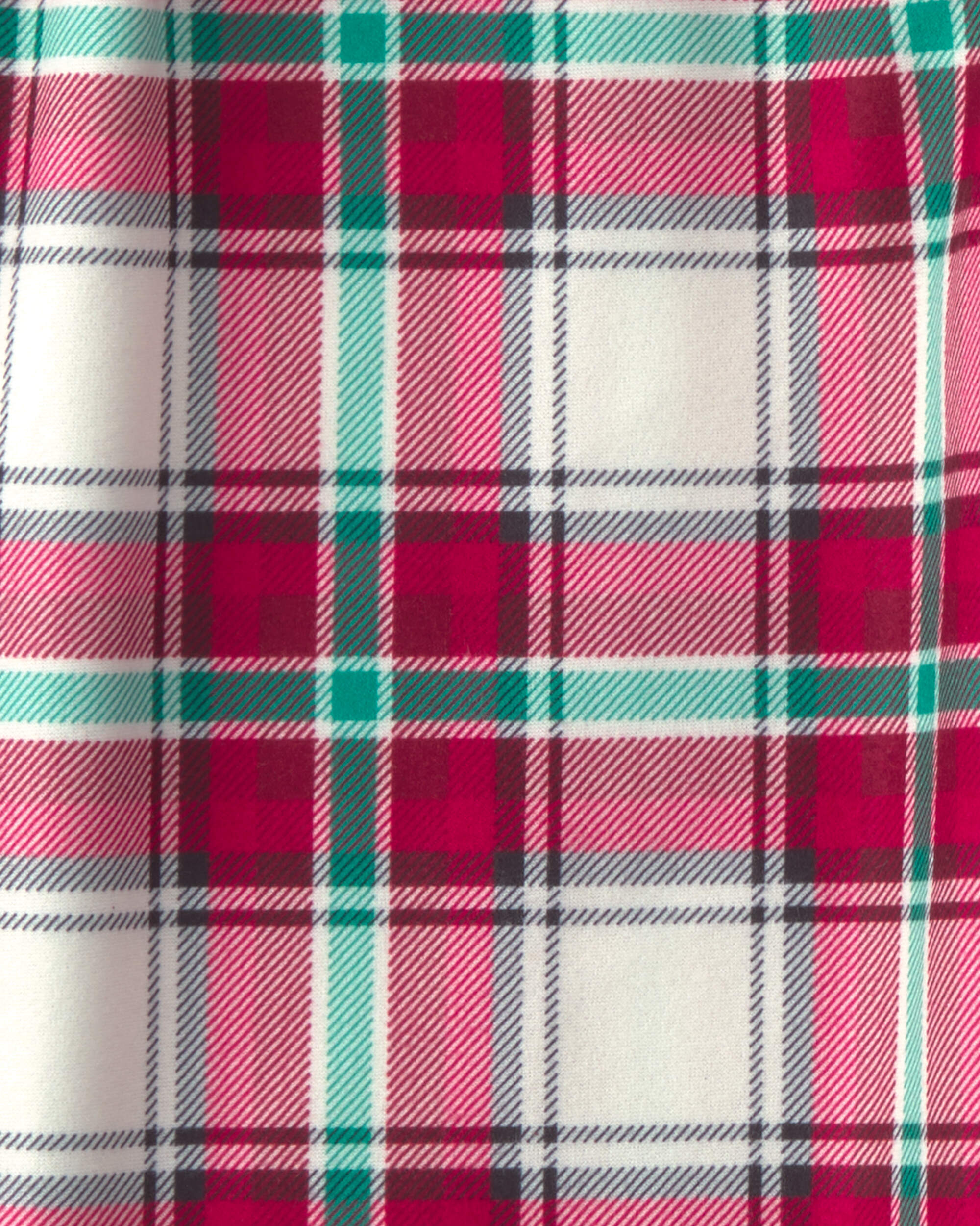 Kids Christmas Plaid Fleece Loose Fit Pyjama Bottoms - Red/Green
