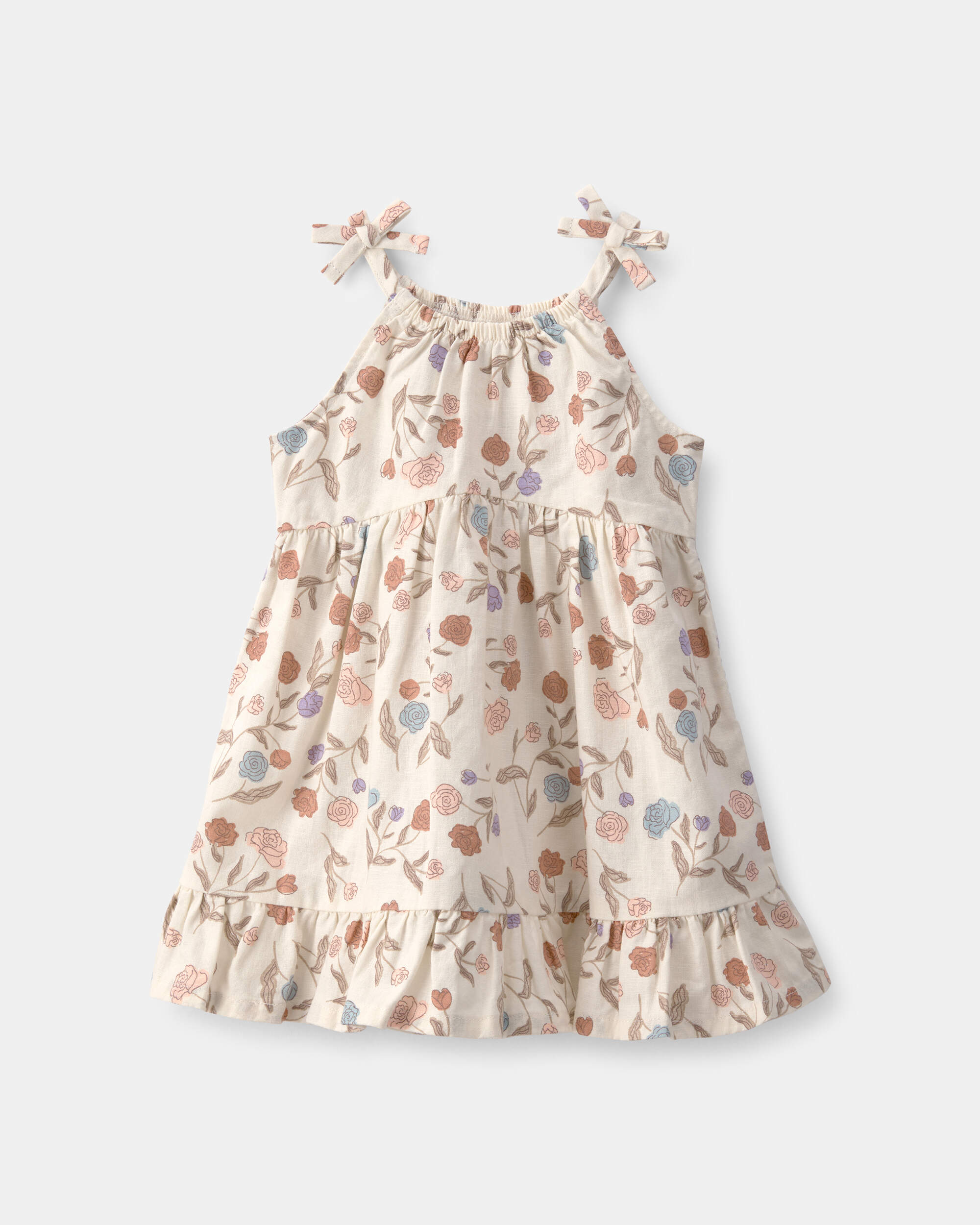 Baby Girl Floral Sleeveless Dress - White